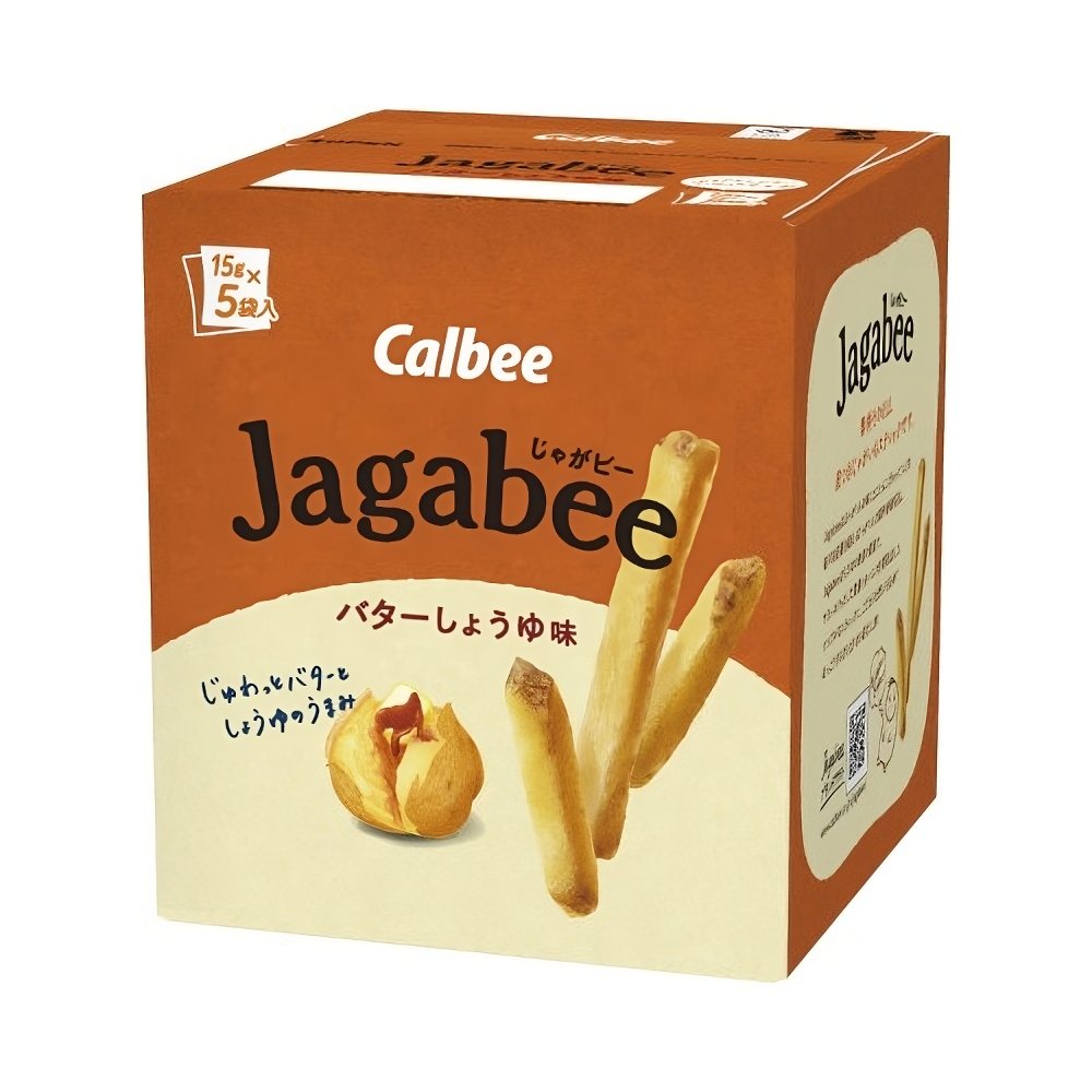 Calbee Jagabee Potato Sticks Snack - Butter Soy Sauce Flavor (3-Pack) | Crunchy Japanese Snacks for Office, Travel & Movie Nights