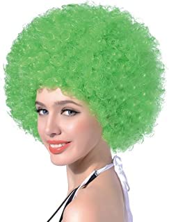 Light Green Curly Afro Wig for Men & Women - Natural Looking Synthetic Hair for Cosplay, Halloween & Costume Parties