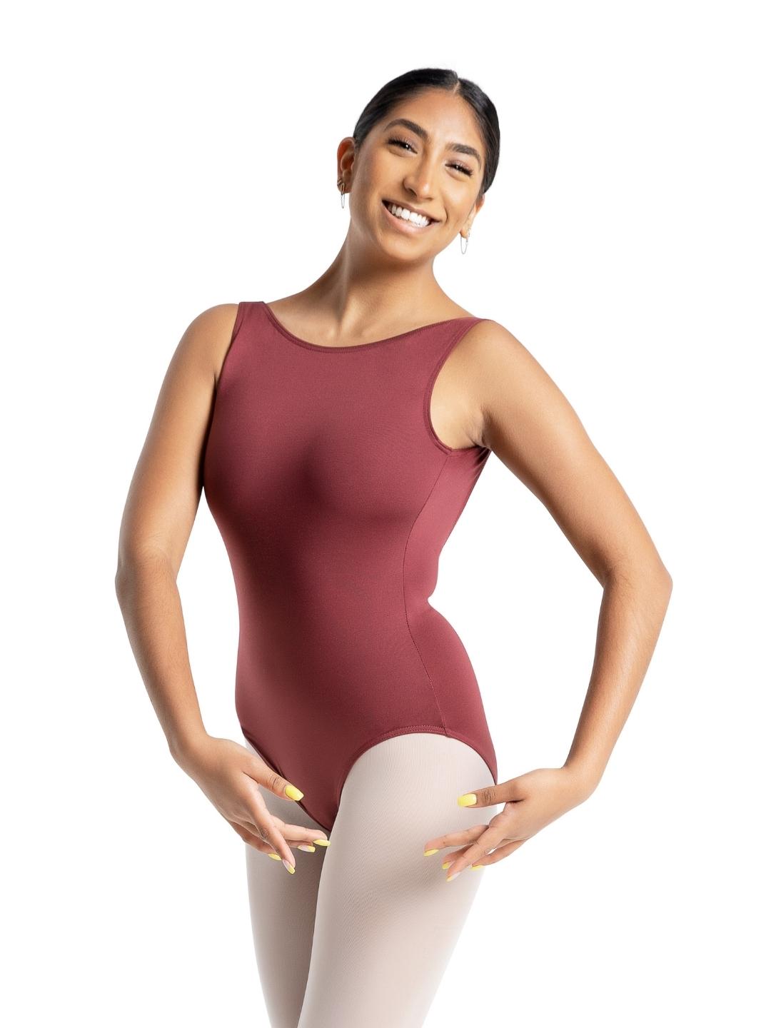 SE1009W Low V Back with Pinch Tank Leotard - Women's Dance Gymnastics Leotard for Ballet, Yoga & Performance - Stretchy Comfort Fit for Practice & Competition