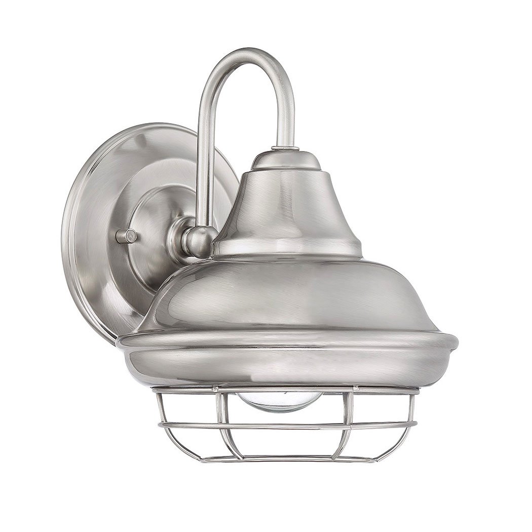 Designers Impressions Charleston Satin Nickel 1-Light Wall Sconce - Bathroom Vanity Light Fixture for Modern Homes (Model 10006) | Perfect for Bathroom, Hallway & Bedroom Lighting