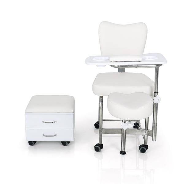 2 in 1 Compact Mobile Manicure Pedicure Chair with Wheels - Professional Nail Salon Station BA3506 for Pedicures & Manicures - Perfect for Home Spa & Salon Business Use