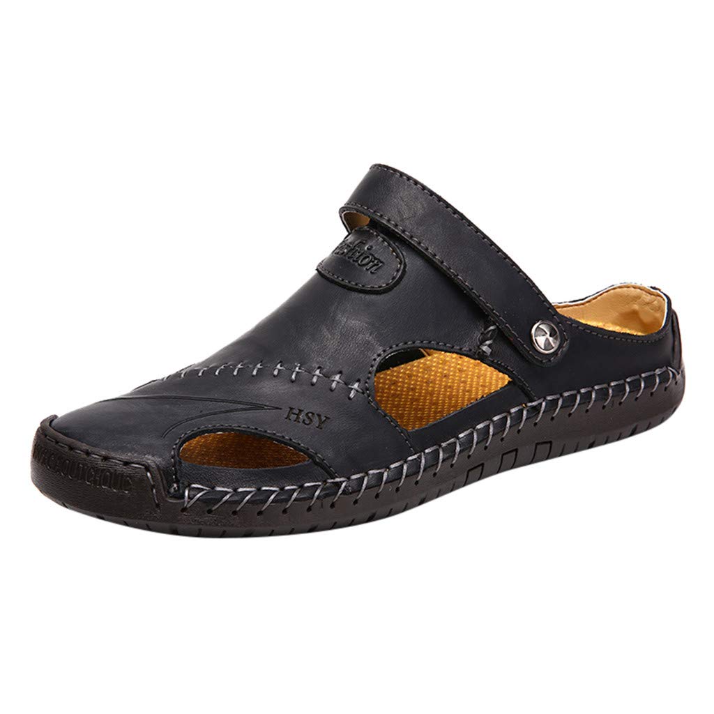 Men's Breathable Leather Summer Sandals - Comfortable Casual Outdoor Beach & Sports Shoes for Walking, Travel & Relaxation