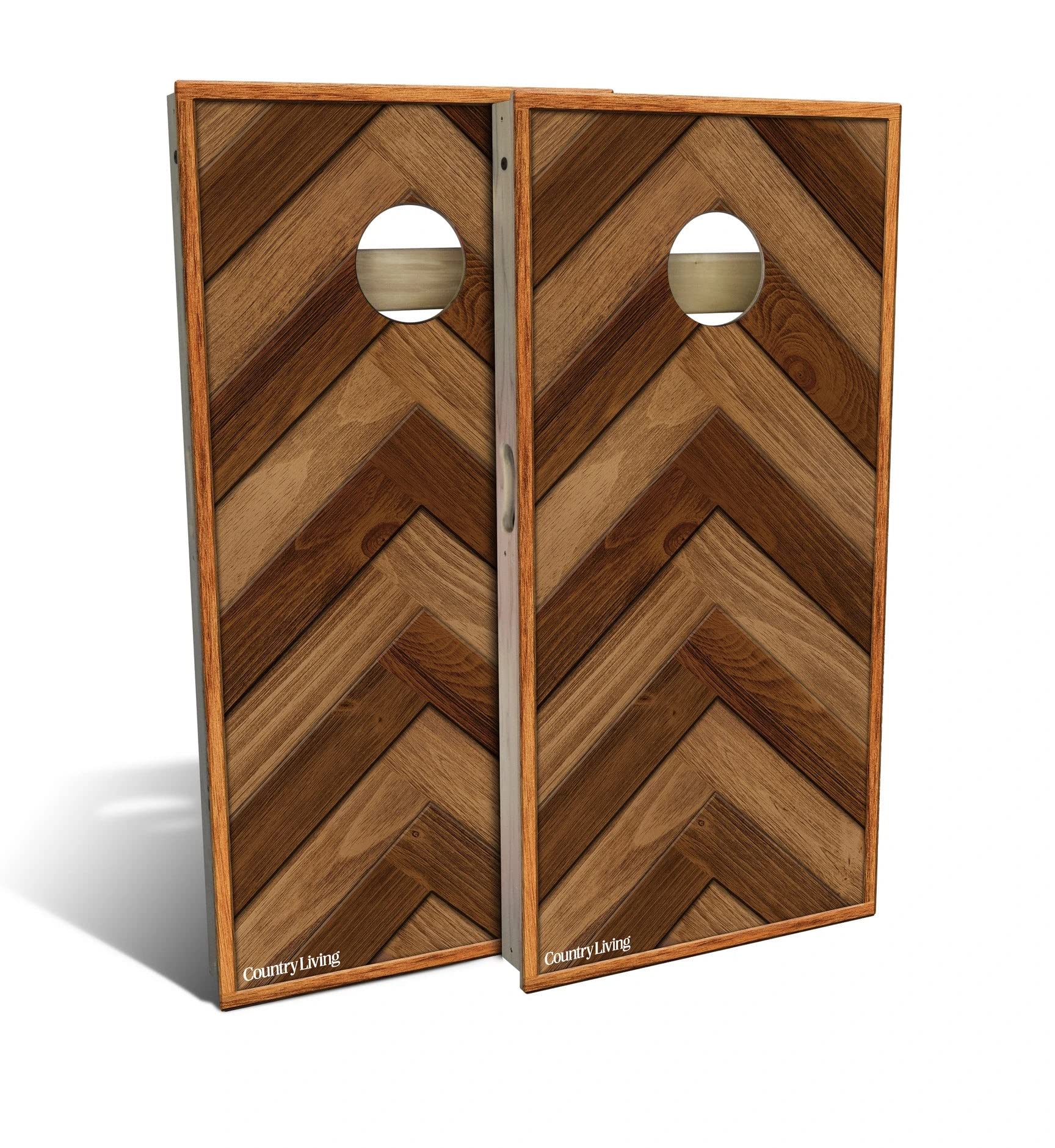 Skip's Garage Dark & Light Stain Chevron Cornhole Board Set - 2 Boards, 8 Bags & Accessories - Regulation Size for Backyard, Tailgate & Outdoor Parties - Premium Wooden Bean Bag Toss Game for Adults & Kids
