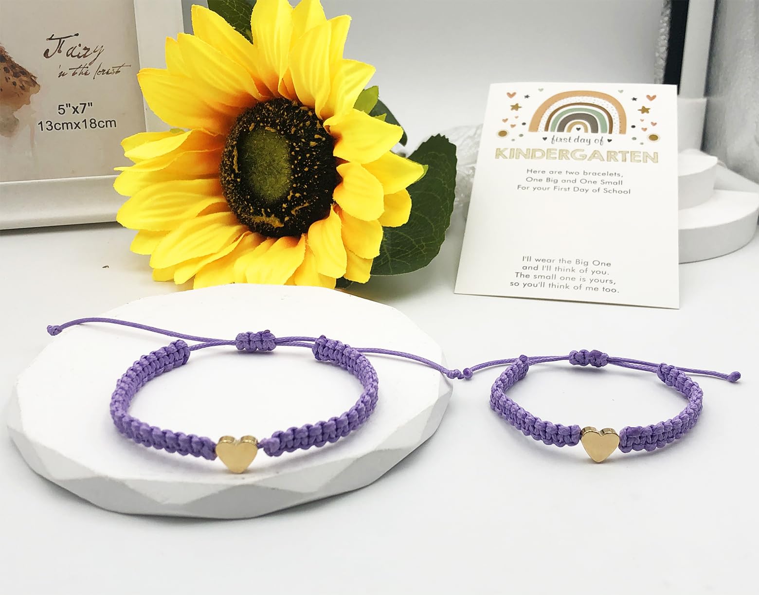 First Day of Kindergarten Bracelets for Mom and Daughter - Adjustable Matching Heart Wish Bracelets - Back to School Gift for Pre-K & Elementary Students - Perfect for First Day Photos, Teacher Appreciation & Milestone Celebrations