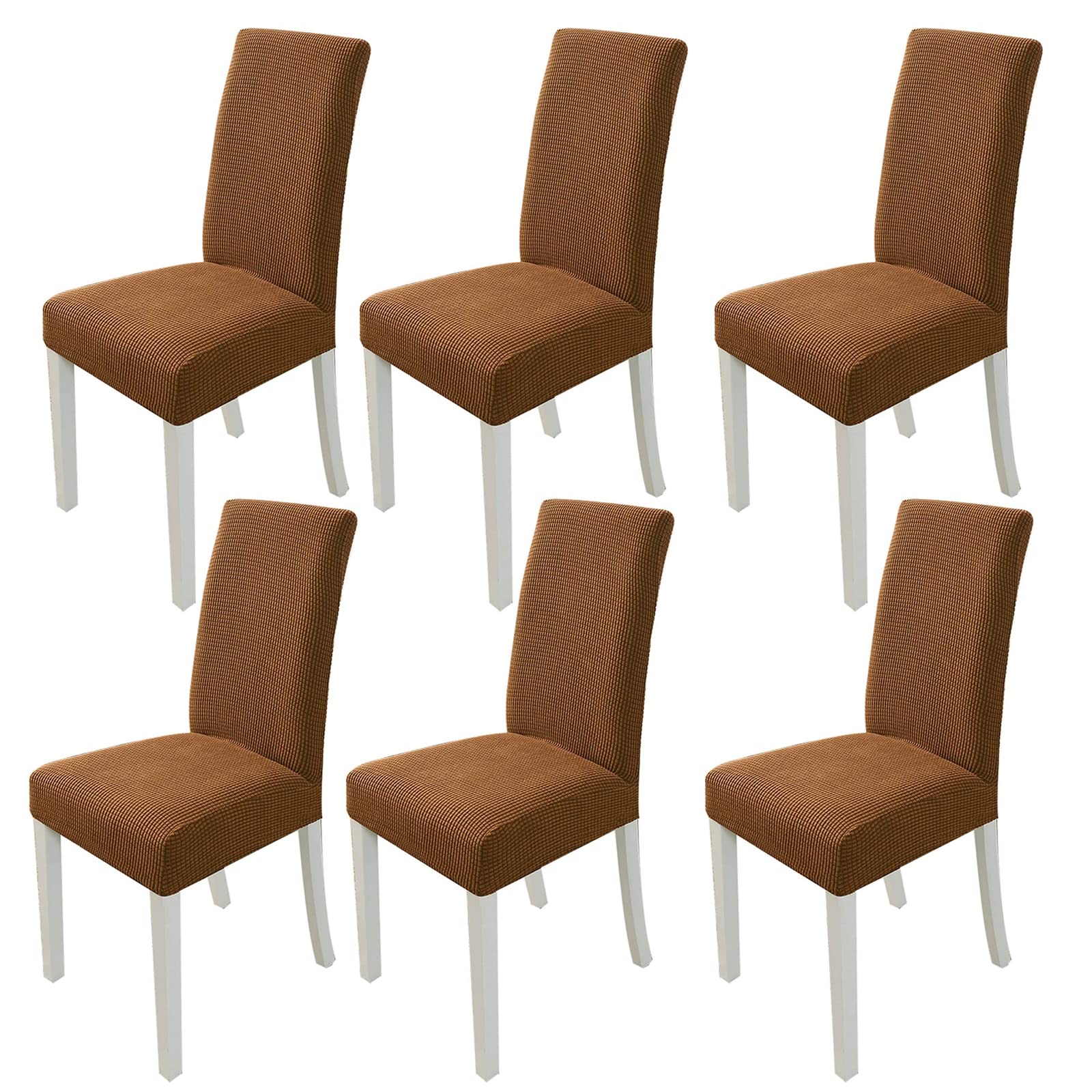 Stretch Spandex Dining Chair Covers - Light Brown Slipcovers Set of 6 - Perfect for Home, Restaurant & Wedding Decor