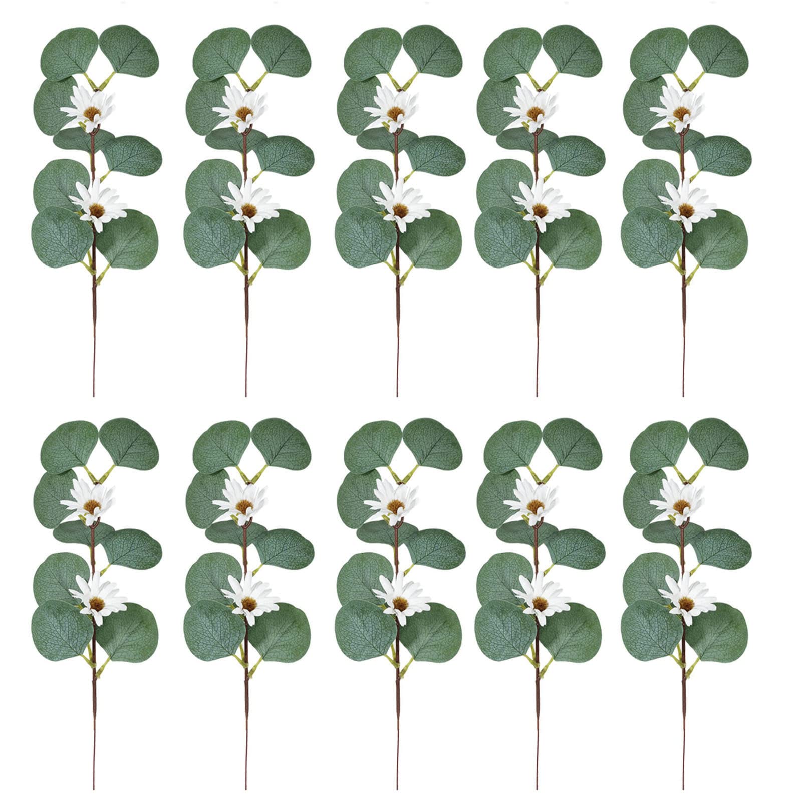 Realistic Artificial Eucalyptus Leaves Bouquet - Fake Decor Flower for Wedding, Home, Office & Party Decoration - Colorful Lifelike Faux Plants for Centerpieces, Tables & Events