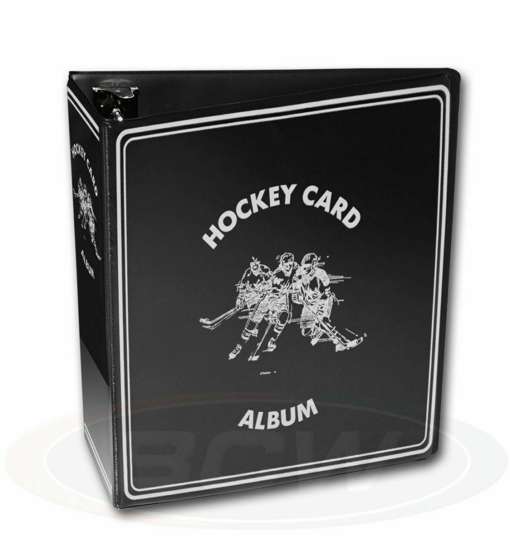 BCW Black Hockey 3 D-Ring Binder Album - Premium Sports Card Storage for Collectors, Trading Cards & Memorabilia - Perfect for Hockey Fans, Collectors & Card Shows