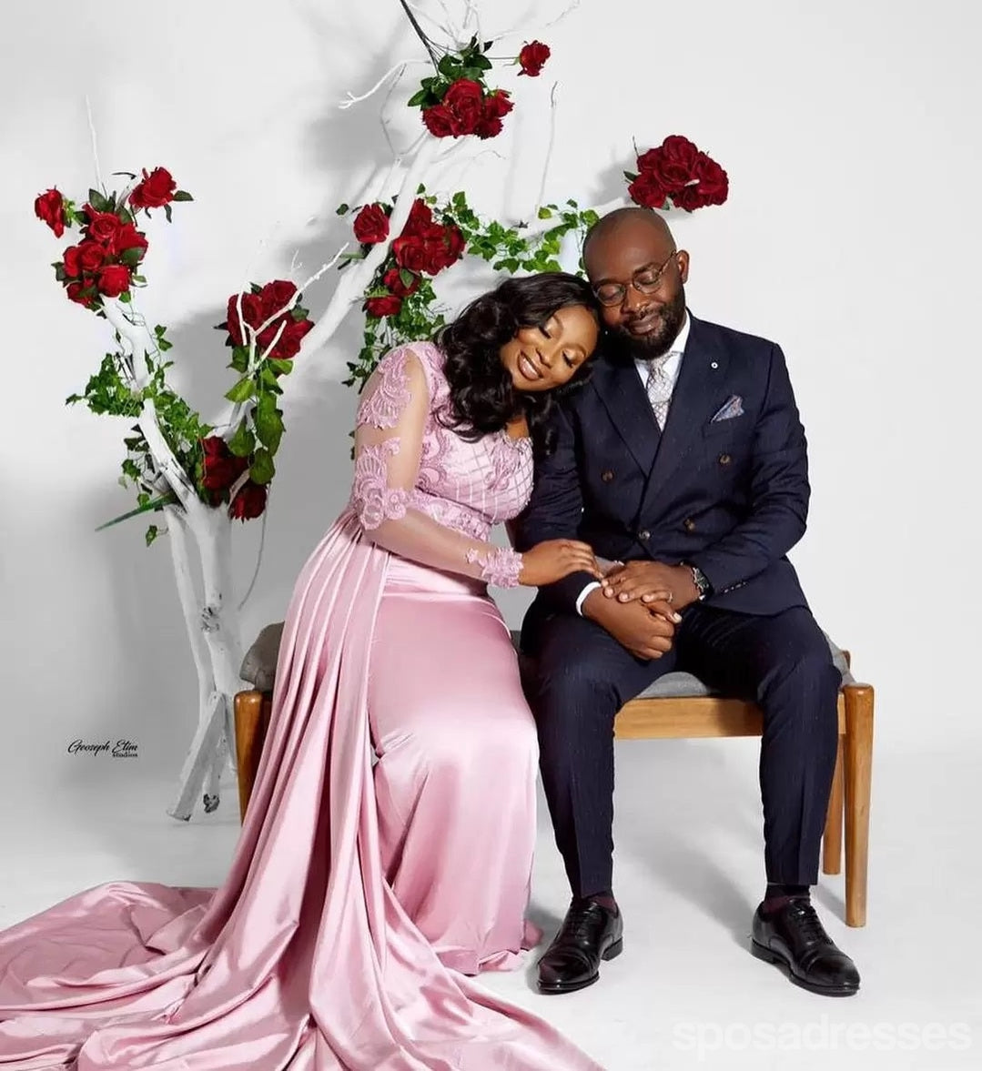 Affordable Pink Mermaid Long Sleeve Prom Dresses for Women - Elegant Formal Gown for Homecoming, Ball, and Special Occasions