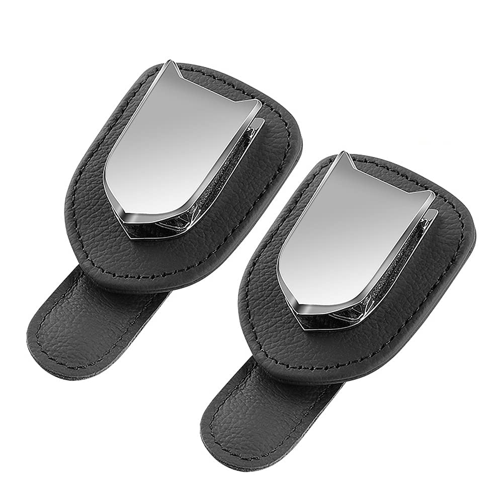 Premium Leather Sunglasses Holder for Car Visor - 2 Pack Black - Universal Fit for BMW & All Vehicles - Perfect for Driving, Road Trips & Outdoor Adventures