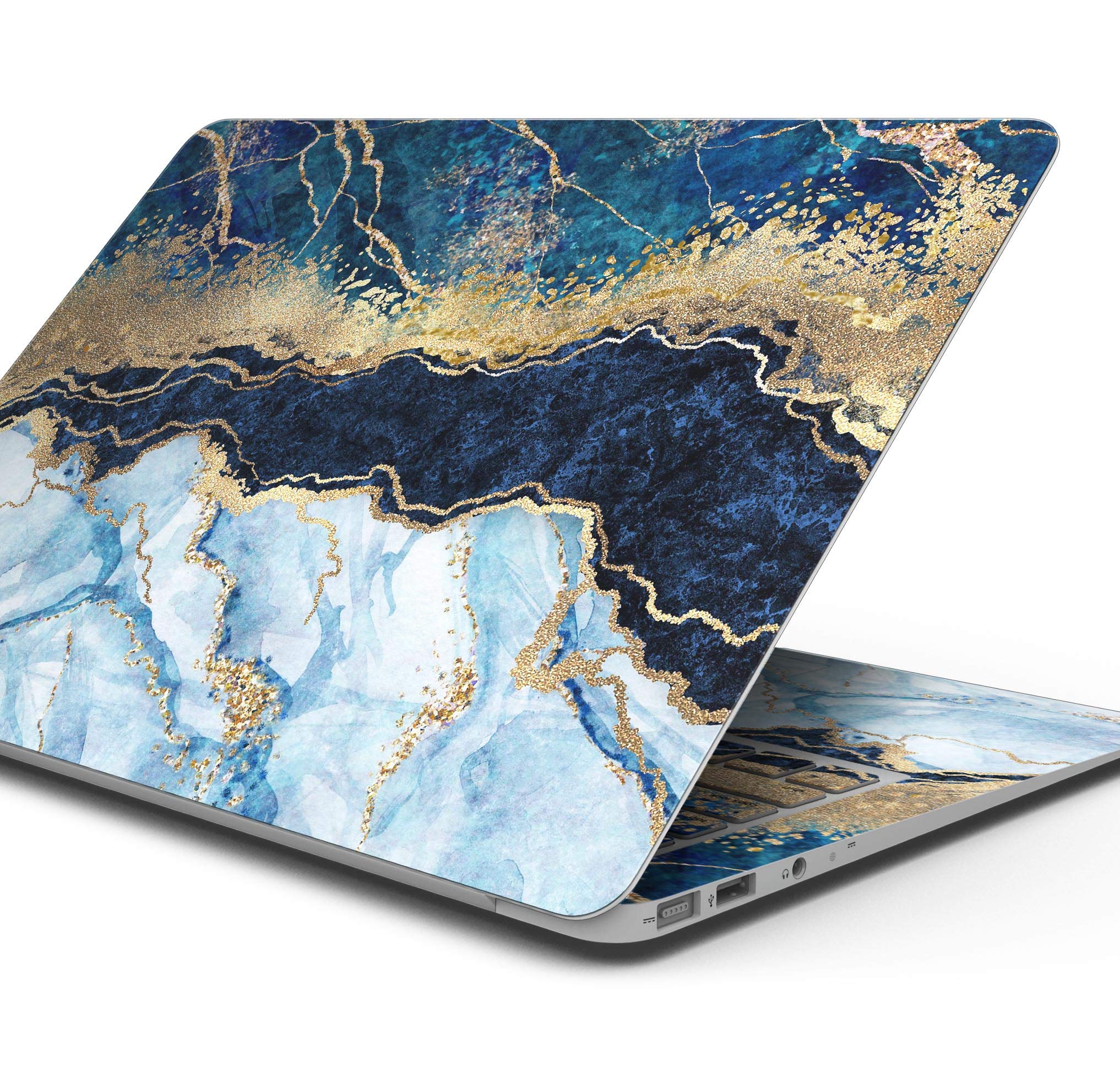 Premium Foiled Marble Agate Full-Body Skin Wrap - Scratch Resistant Decal for MacBook 11