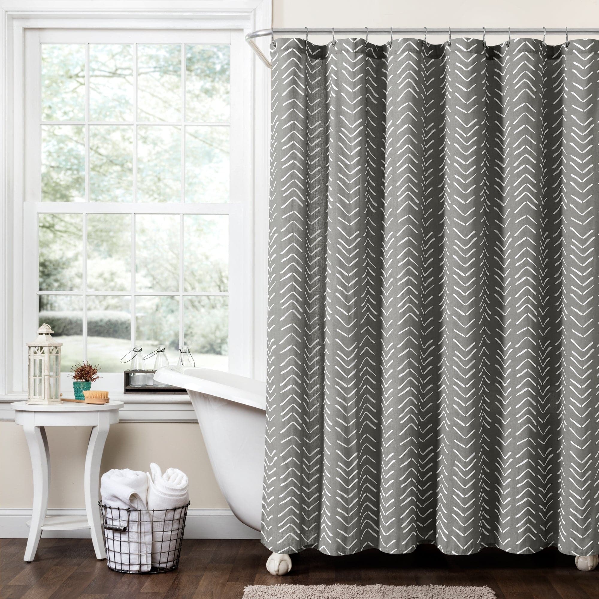 Hygge Modern Arrow Faux Linen Shower Curtain - Waterproof Bathroom Decor for Spa-Like Relaxation
