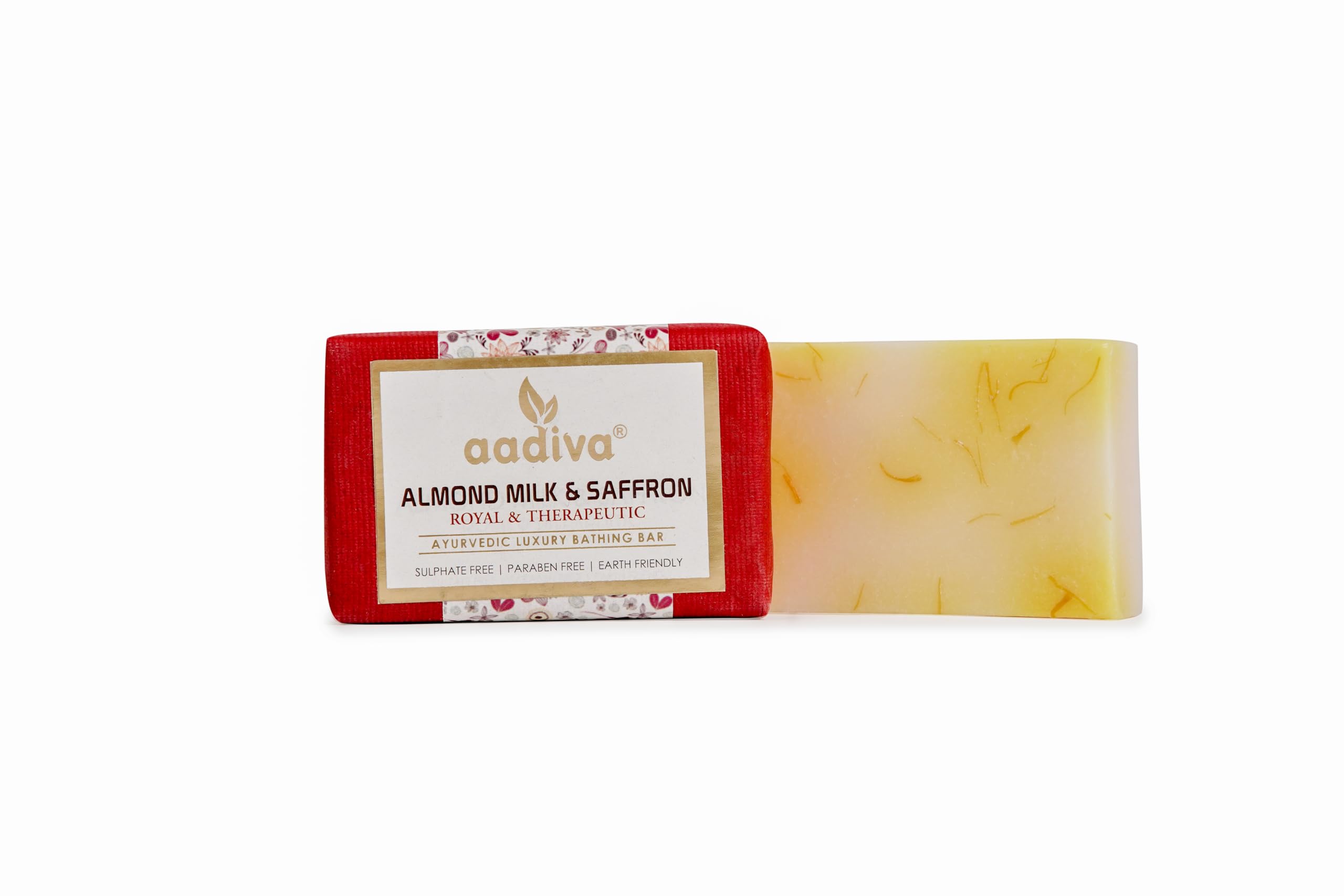 **Aadiva Almond Milk & Saffron Ayurvedic Handmade Soap Bar – 100g, Sulfate-Free, Paraben-Free – Natural Skincare for Dry & Sensitive Skin – Perfect for Daily Bathing & Relaxation**