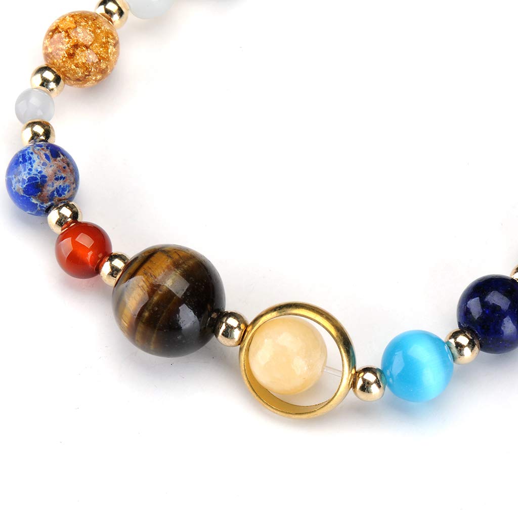 2-Pack Galaxy Solar System Bracelet - Adjustable Nine Planets Star Natural Stone Beads Bracelet for Women & Men - Perfect for Astronomy Lovers, Space-Themed Gifts & Boho Fashion Accessories