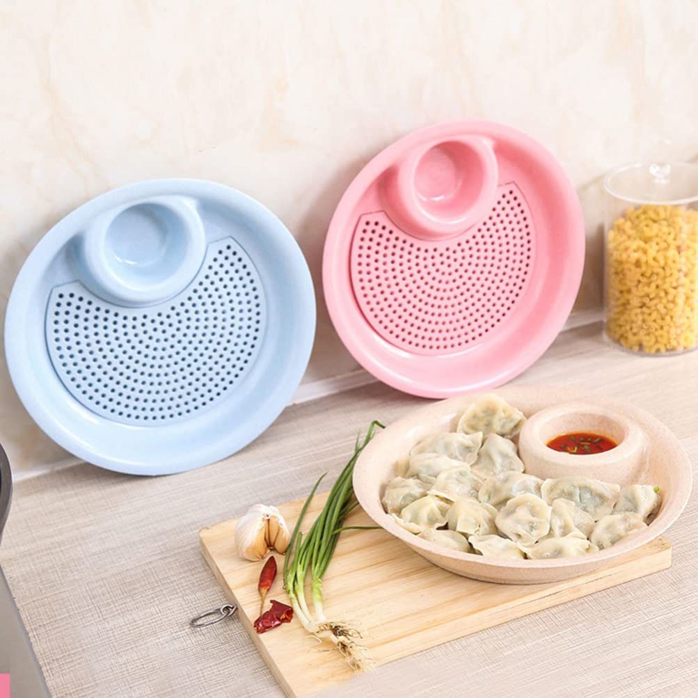 5-Piece Plastic Dumpling & Fruit Drainer Dish Set - Multipurpose Kitchen Colander for Draining, Serving & Storing - Perfect for Dumplings, Fruits, Vegetables & Pasta - Dishwasher Safe BPA-Free Kitchen Essential