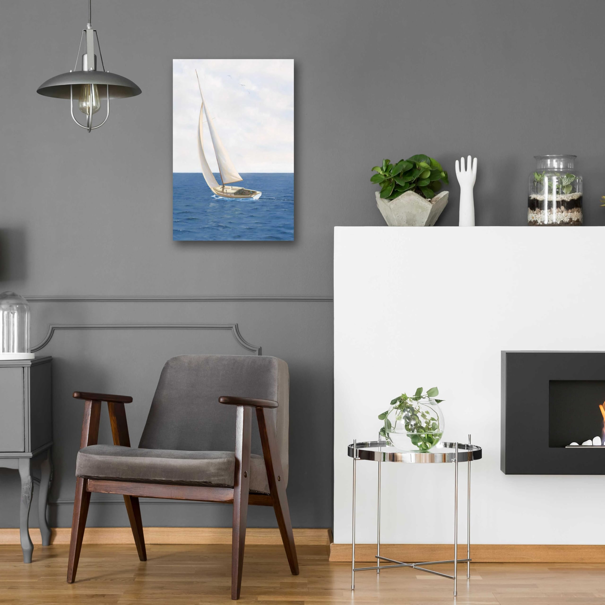 Epic Art 'A Day at Sea II' by James Wiens - 16x24 Inch Acrylic Glass Wall Painting - Modern Ocean Wave Decor for Living Room, Bedroom & Office