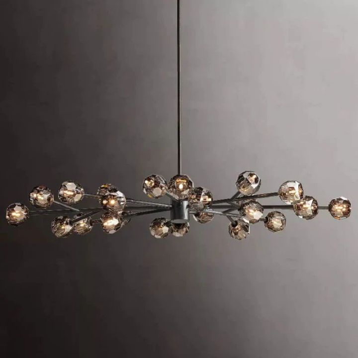 Elegant Crysball Glass Oval Chandelier - 72 Inch Modern Crystal Ceiling Light Fixture for Dining Room, Living Room, or Bedroom Lighting Decor