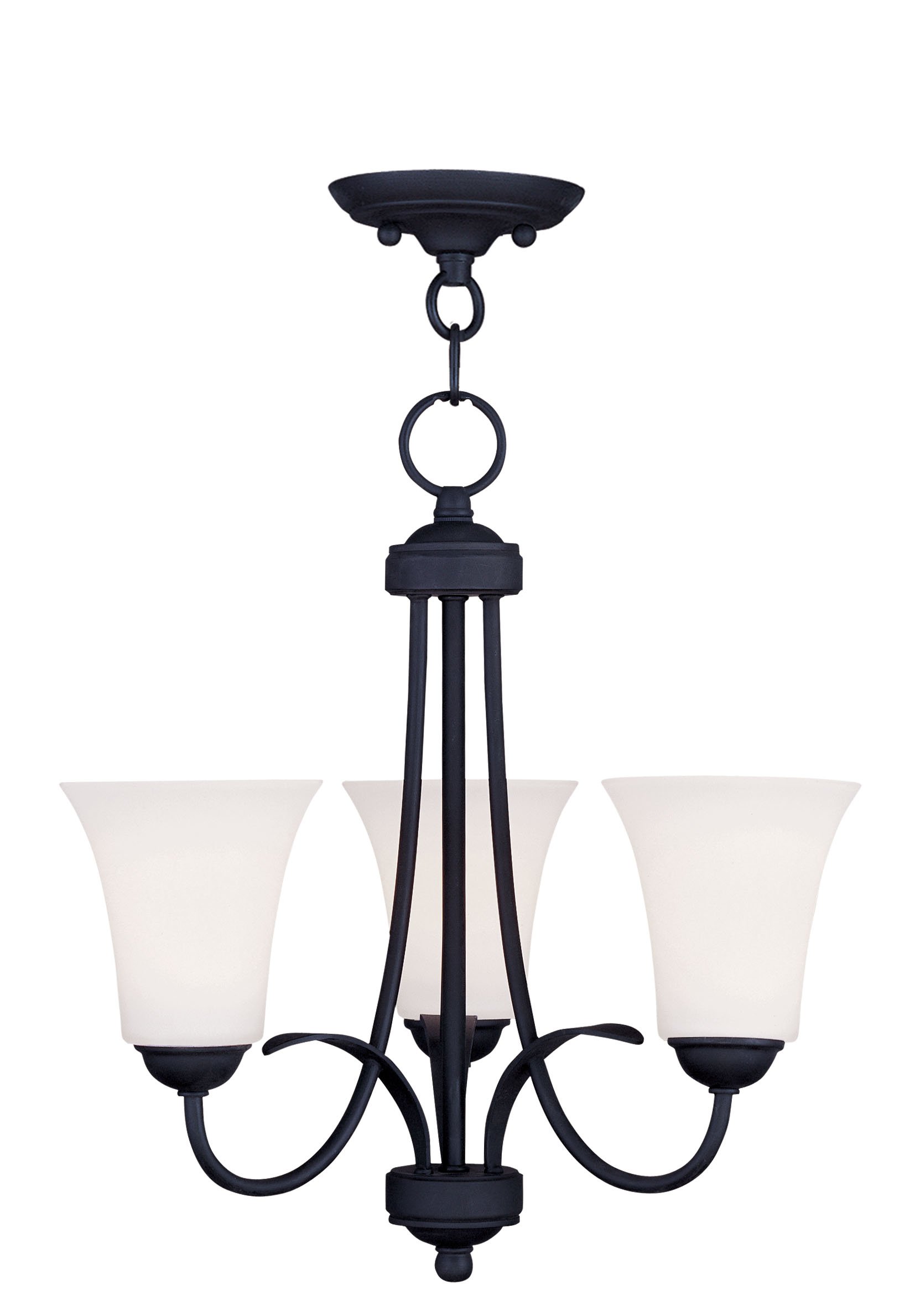 Livex Lighting 6473-04 Ridgedale 3-Light Convertible Hanging Lantern/Ceiling Mount Fixture in Black - Perfect for Entryway, Porch, or Dining Room Lighting
