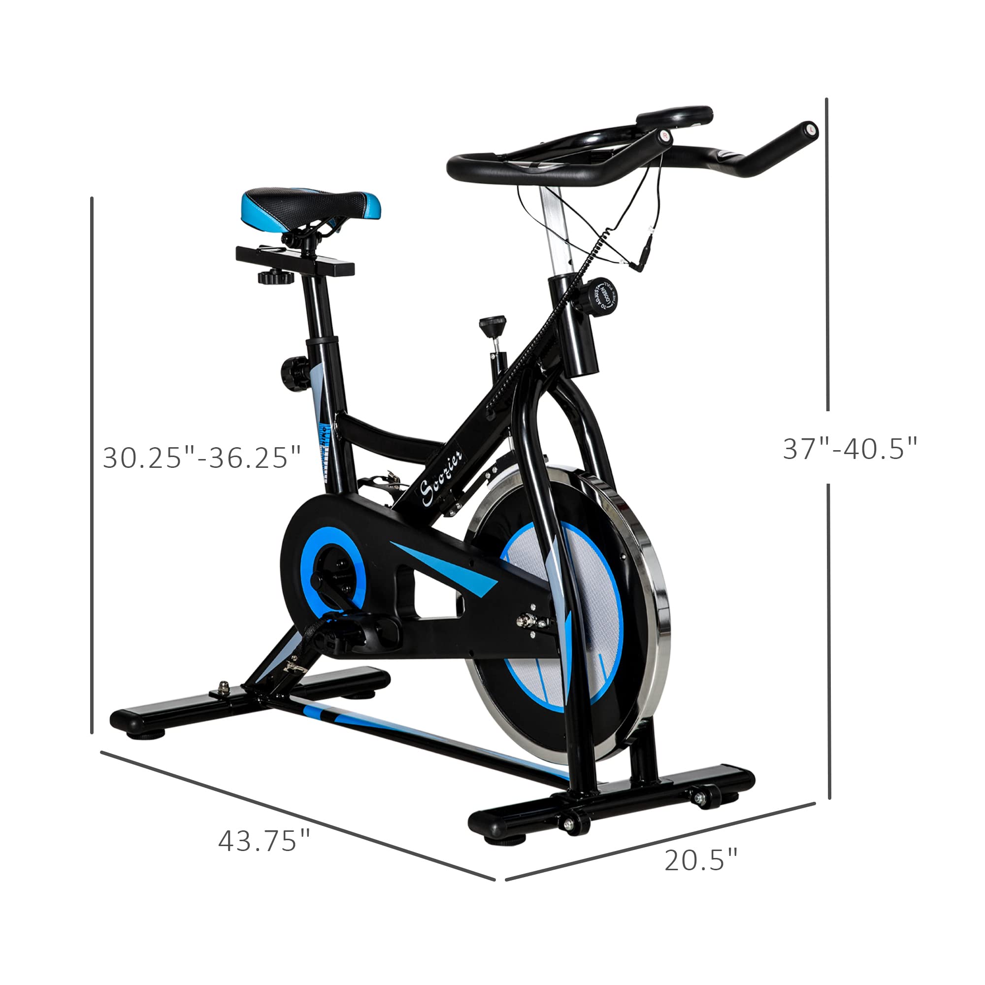 Soozier Exercise Bike for Home - Adjustable Indoor Cycling Bike with Comfortable Seat Cushion & LCD Monitor - Perfect for Cardio Workouts, Weight Loss, and Home Gym Fitness Training
