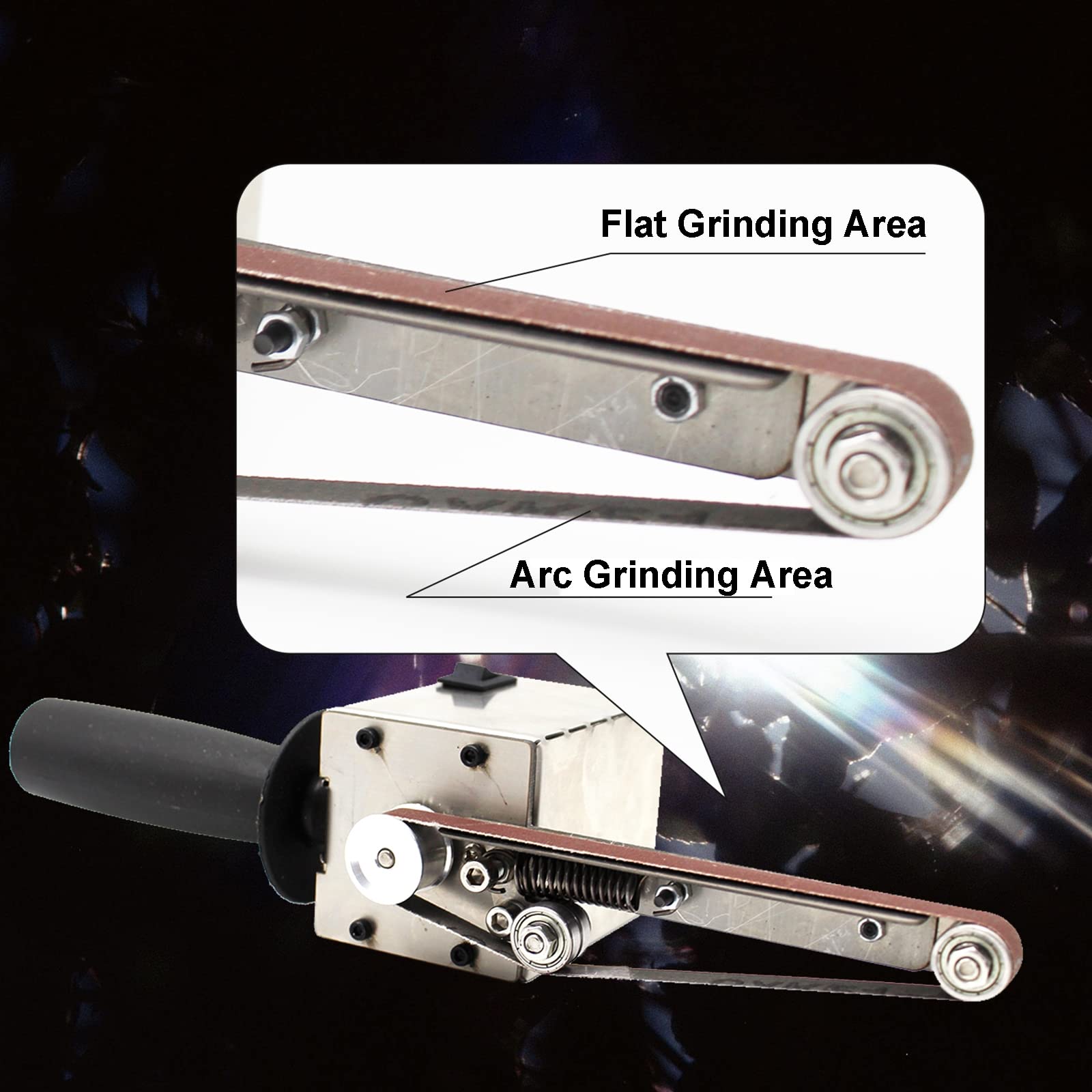 ZJDYDY Handheld Mini Belt Sander - 7 Variable Speed Electric Sanding & Polishing Machine (9000RPM) with 10 Sand Belts & 795 Motor - Perfect for Knife Sharpening, Woodworking, Metal Polishing & DIY Projects