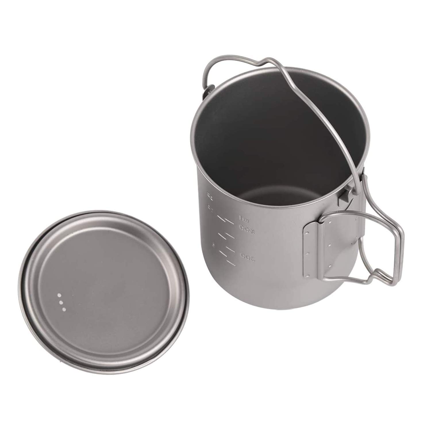 750ml Titanium Camping Pot with Lid & Foldable Handle - Ultralight Backpacking Cookware, Coffee Mug & Cooking Pot for Hiking, Camping & Outdoor Adventures