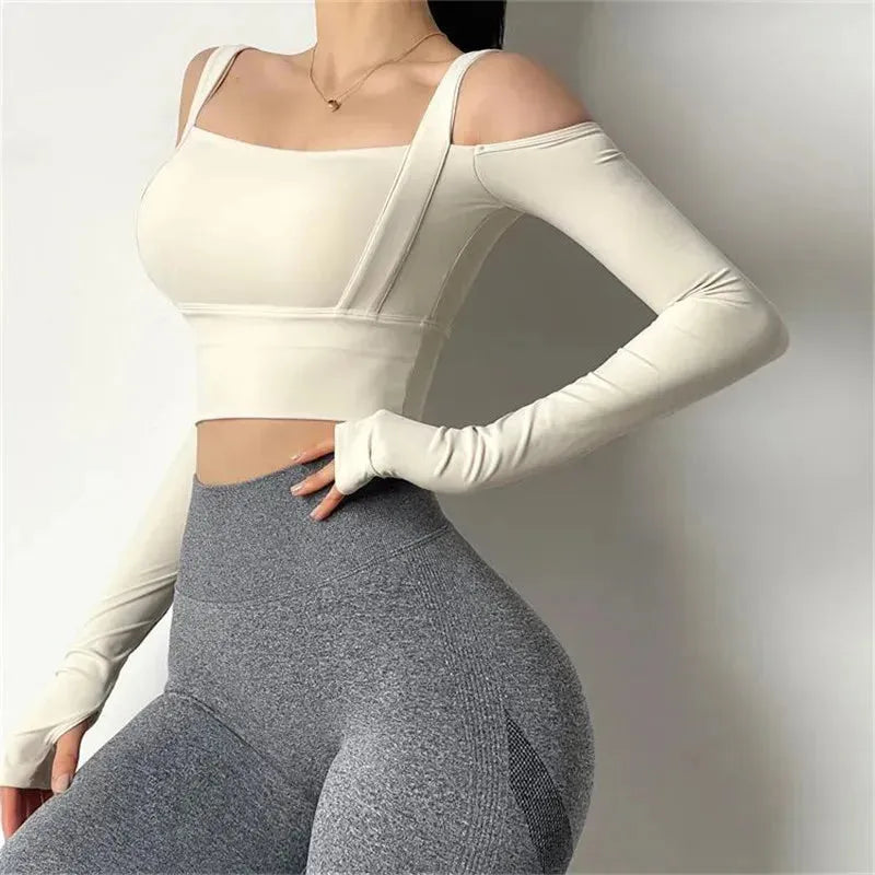 Women's Strapless Long Sleeve Dry Fit Tank Top - Breathable Workout Shirt for Gym, Running & Fitness | Moisture Wicking Athletic Sportswear for Yoga, HIIT & Active Lifestyles