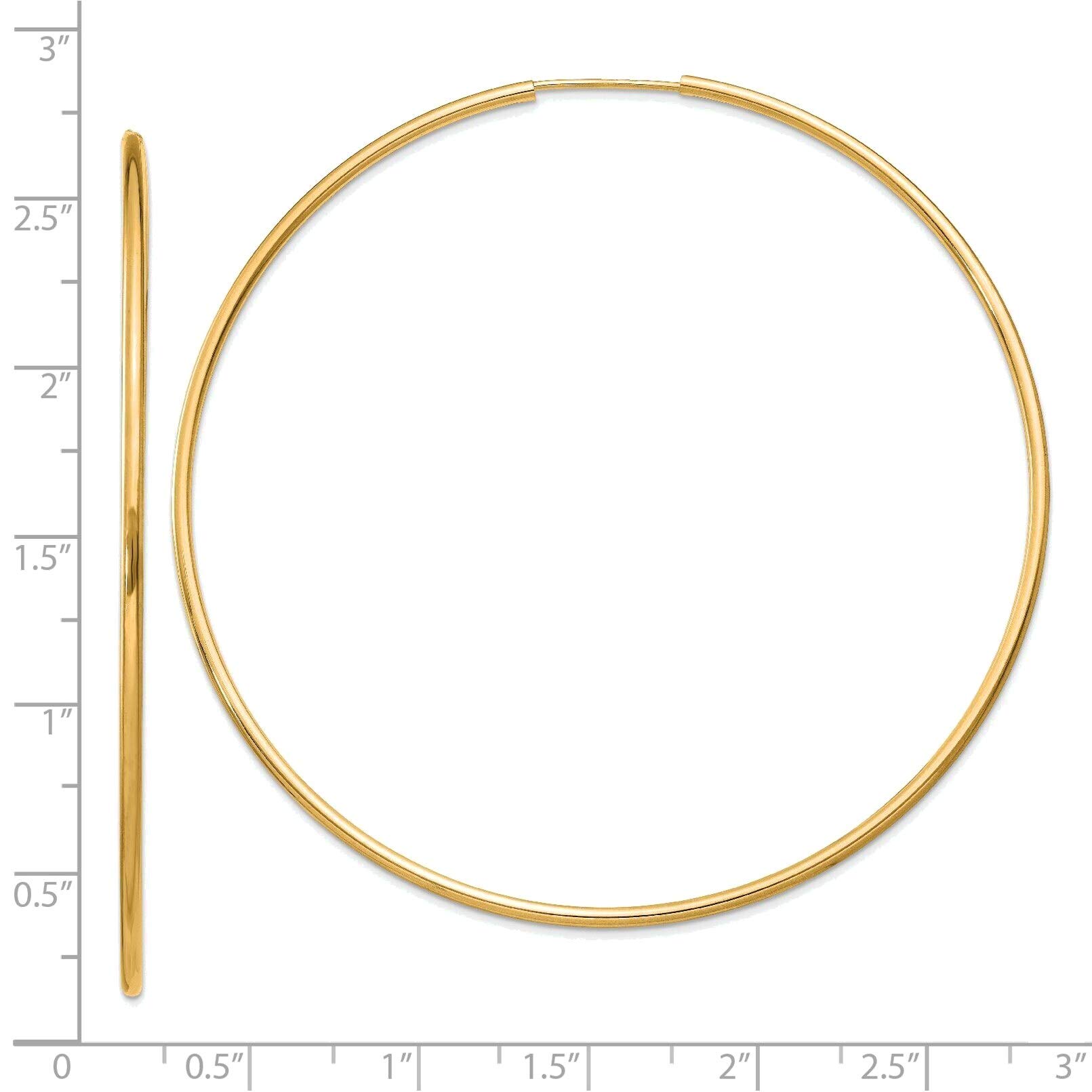 1.5mm Polished Round Endless Hoop Earrings in 14K Yellow Gold - Dainty Everyday Jewelry for Women, Perfect for Work, Date Night & Gifts