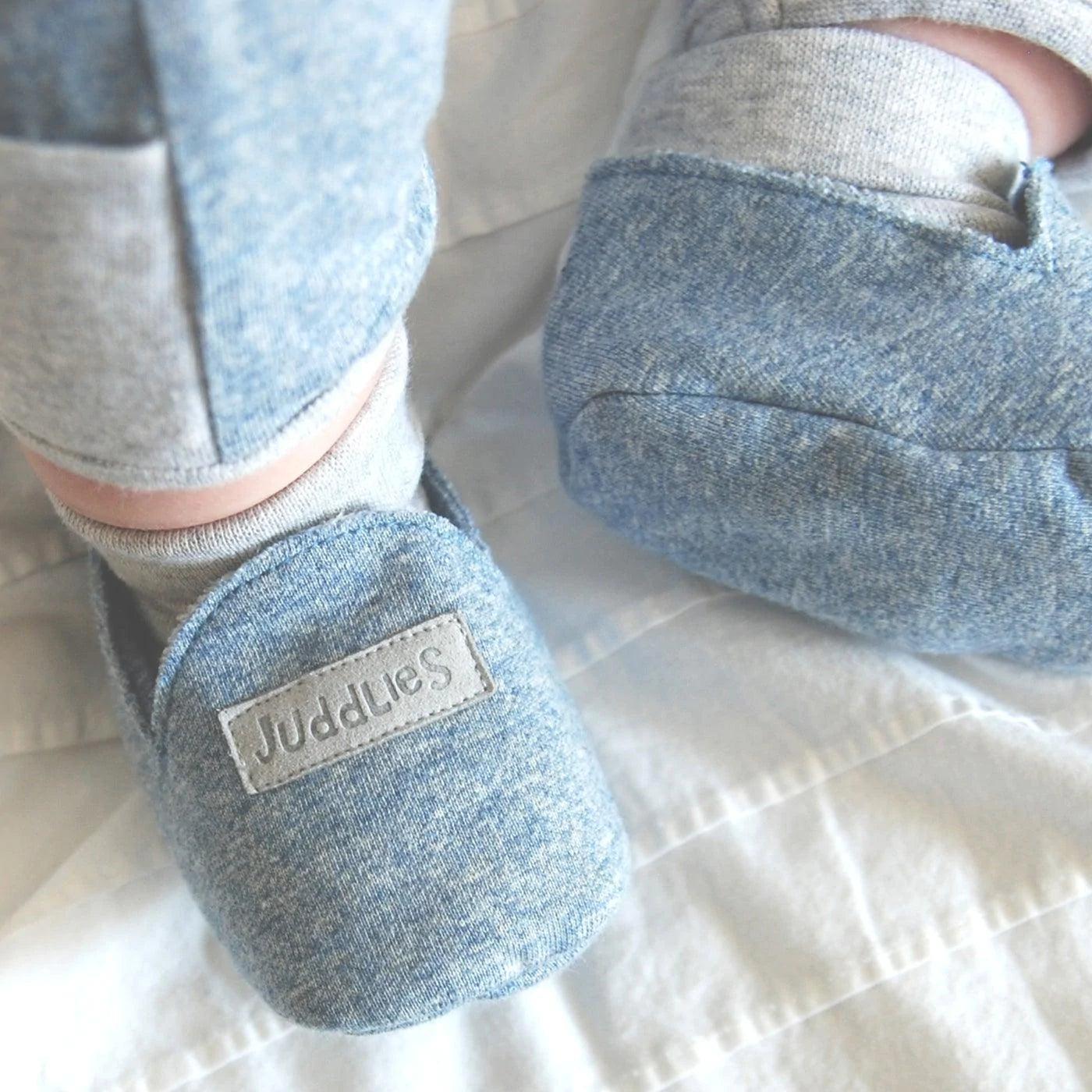 Juddlies Raglan Organic Unisex Slippers - Soft Denim Blue Comfort Shoes for Men & Women | Cozy Home & Indoor Wear for Relaxation