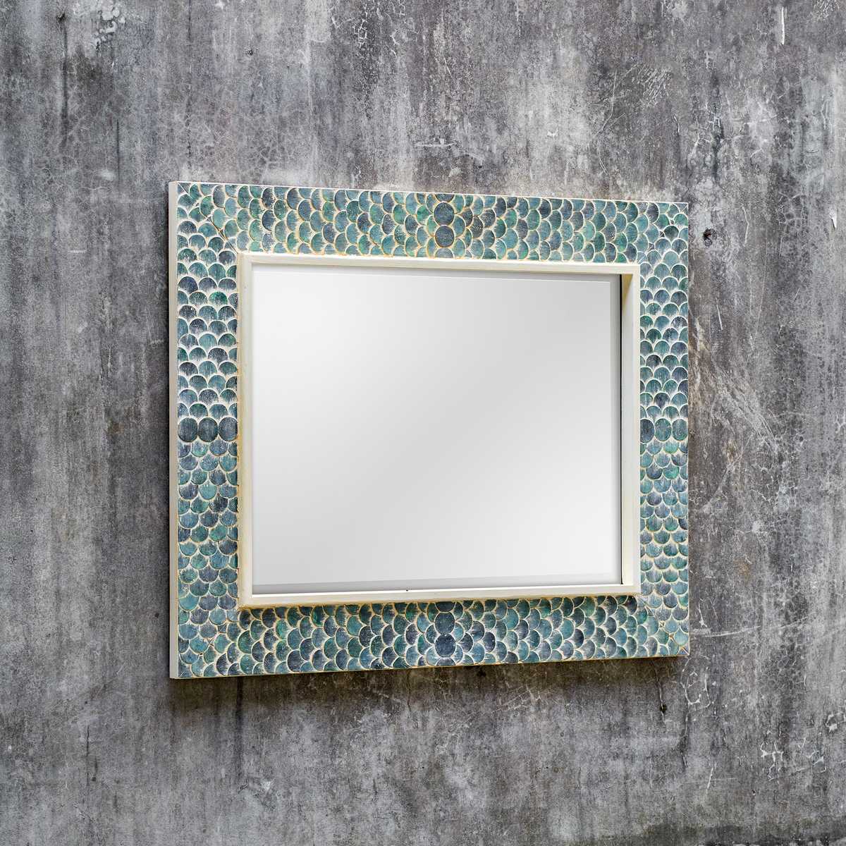 Elegant Teal Mirror - Aqua Mermaid Inspired Home Decor for Bathroom, Bedroom & Vanity | Perfect for Coastal, Boho & Nautical Themed Interiors