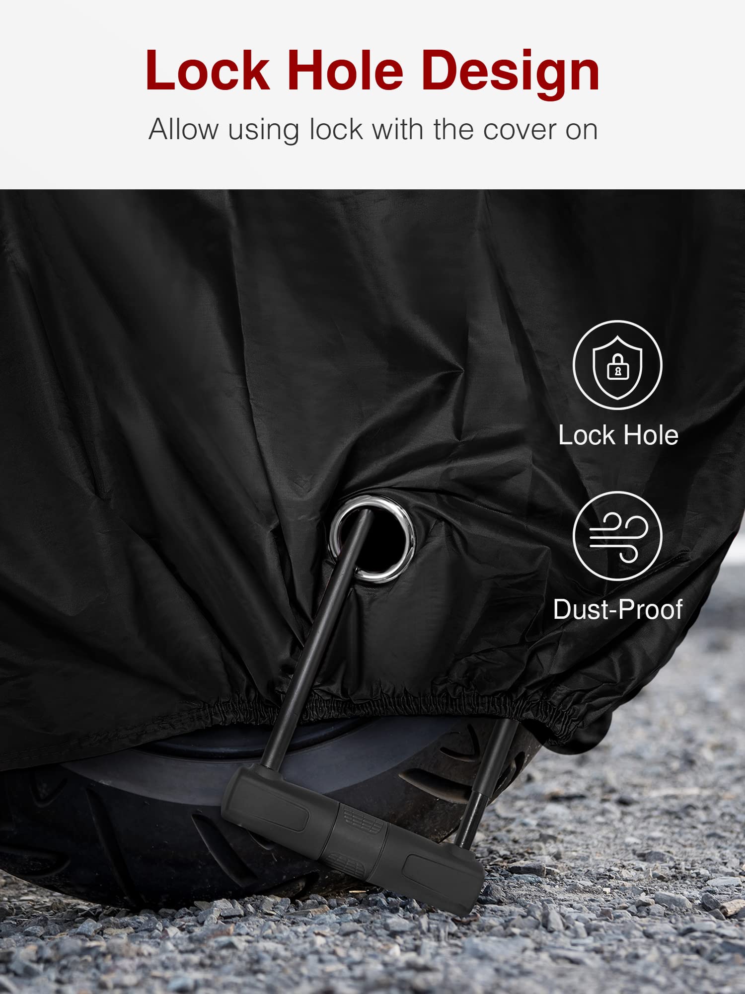 **Heavy Duty Waterproof Motorcycle Cover - All Weather Protection with Reflective Strips & Lock Holes - Universal Fit for Scooters & Bikes up to 97