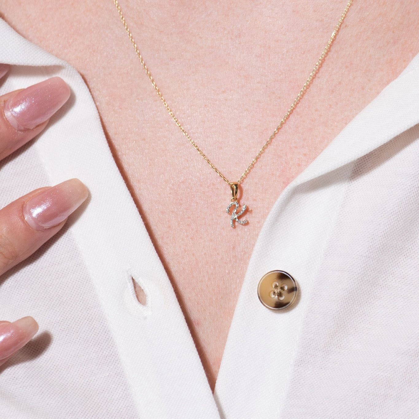 14K Yellow Gold Cursive Diamond Initial Necklace - Personalized Name Pendant for Women, Dainty Letter Jewelry Gift for Mom, Wife, Daughter | Perfect for Birthdays, Anniversaries & Everyday Elegance