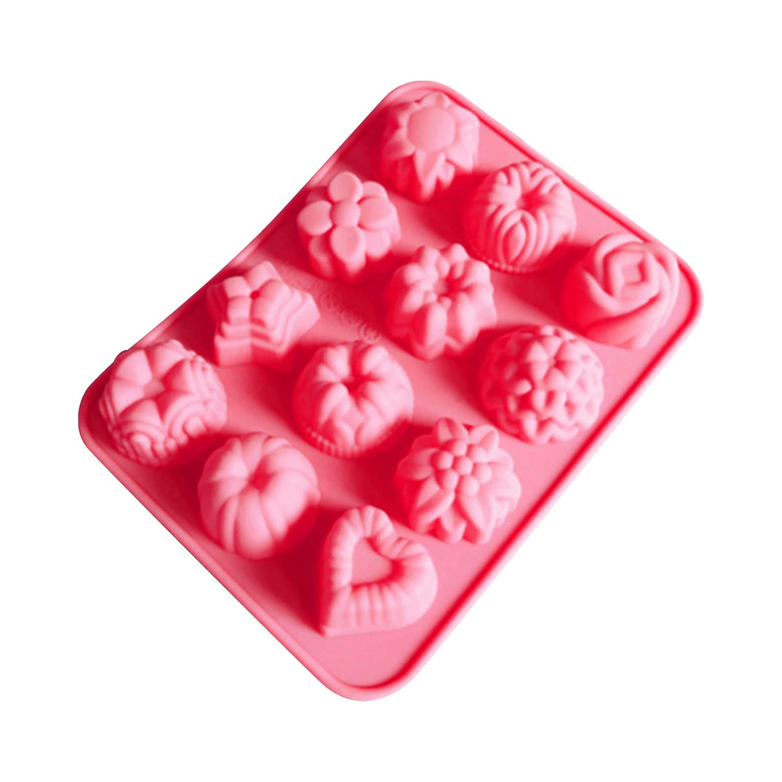 12-Piece DIY Silicone Flower-Shaped Mooncake Molds Set - Baking Tools for Homemade Mooncakes, Cupcakes, Candies & Chocolates - Perfect for Holidays, Parties & Gift Making