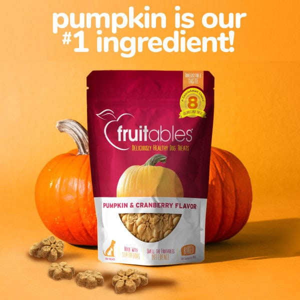 Fruitables Baked Pumpkin & Cranberry Dog Treats - Healthy Natural Dog Snacks for Training, Rewards & Digestive Health - Perfect for Small, Medium & Large Dogs