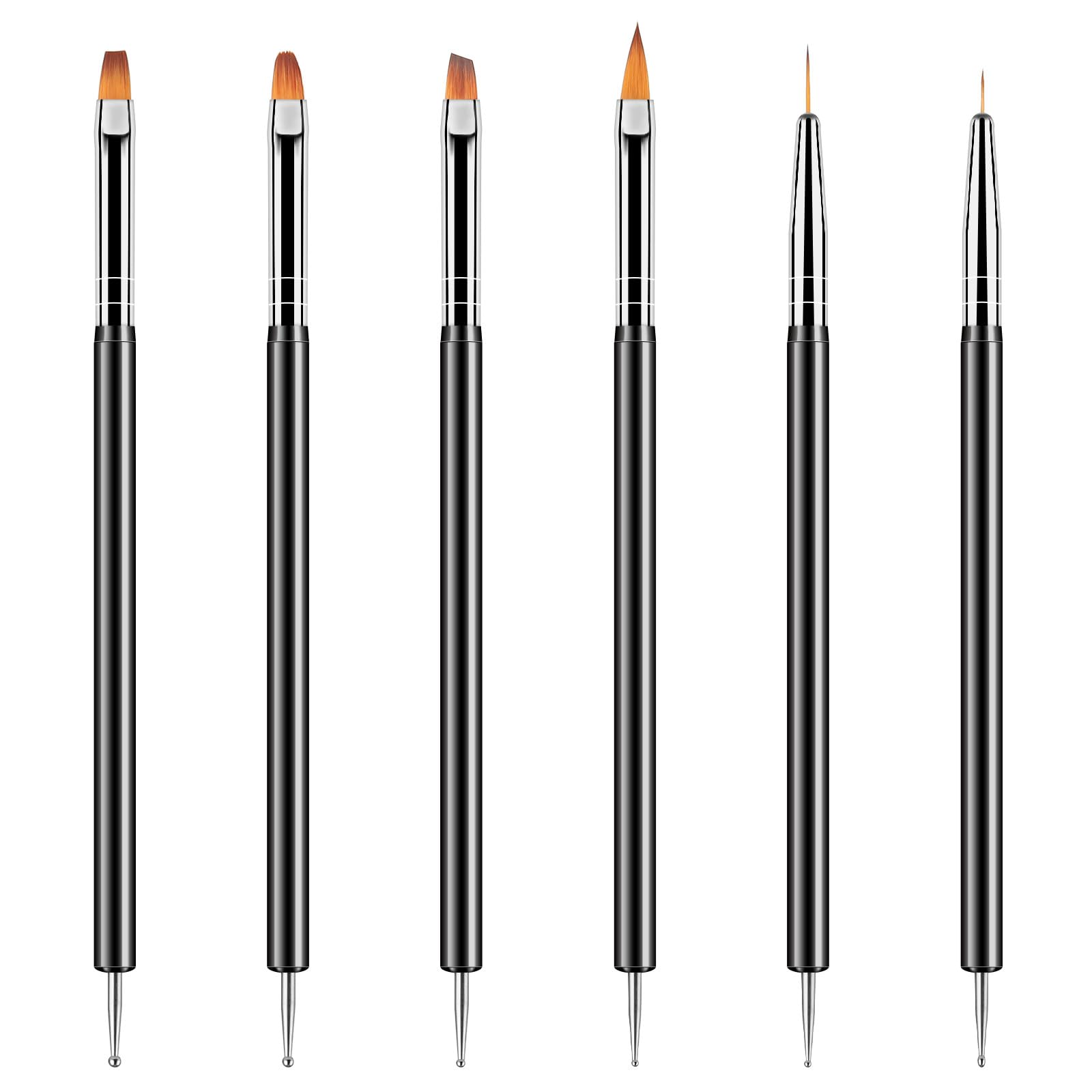 Artdone 6PCS Double-ended Nail Art Dotting Tools Kit - Professional Nail Design Brushes for Gel Polish, Liner & Detail Painting - Perfect for DIY Manicure, Nail Art Salon & Home Use