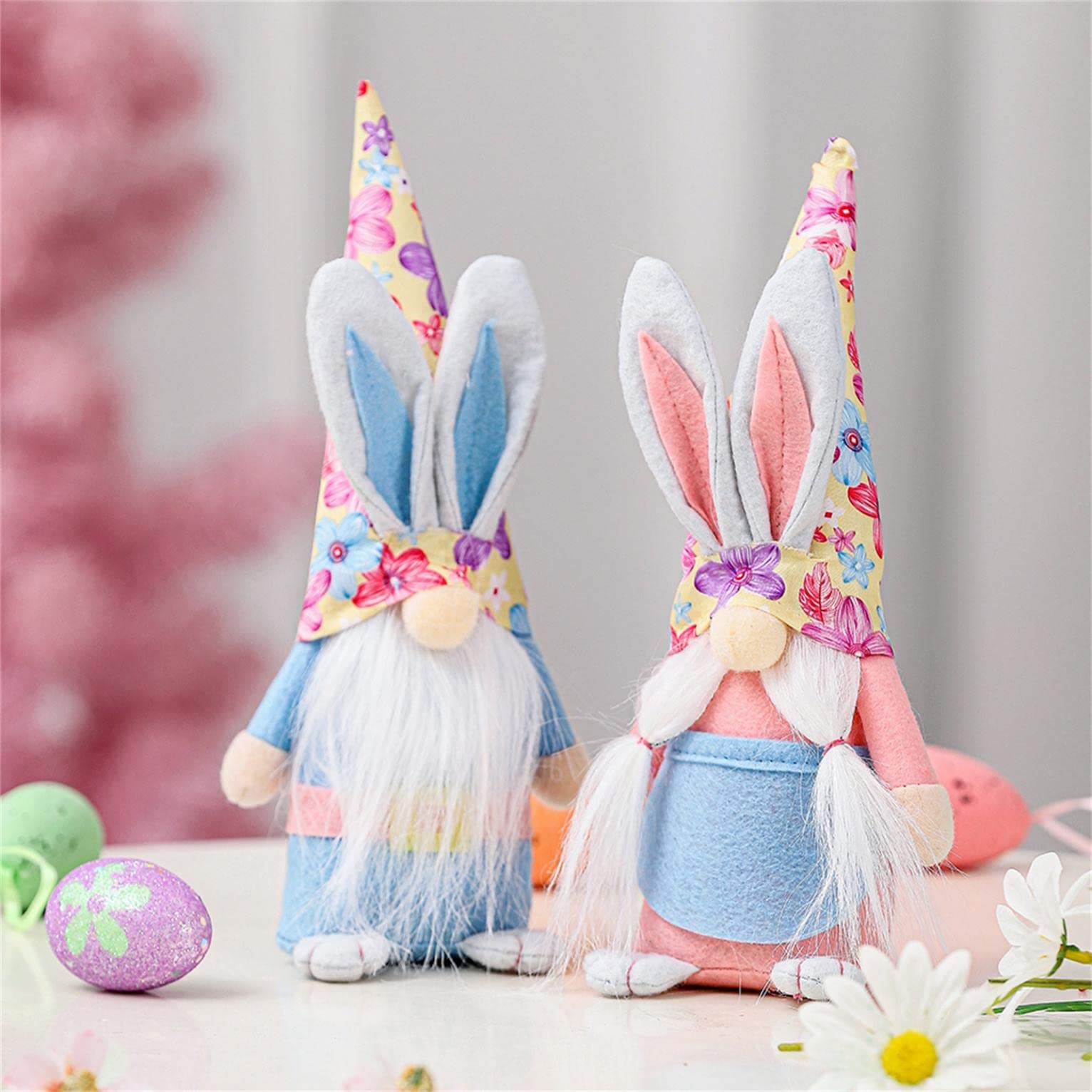 Easter Bunny Gnome Plush Doll - 2PCS Handmade Irish Decor for Girls Room & Easter Gifts