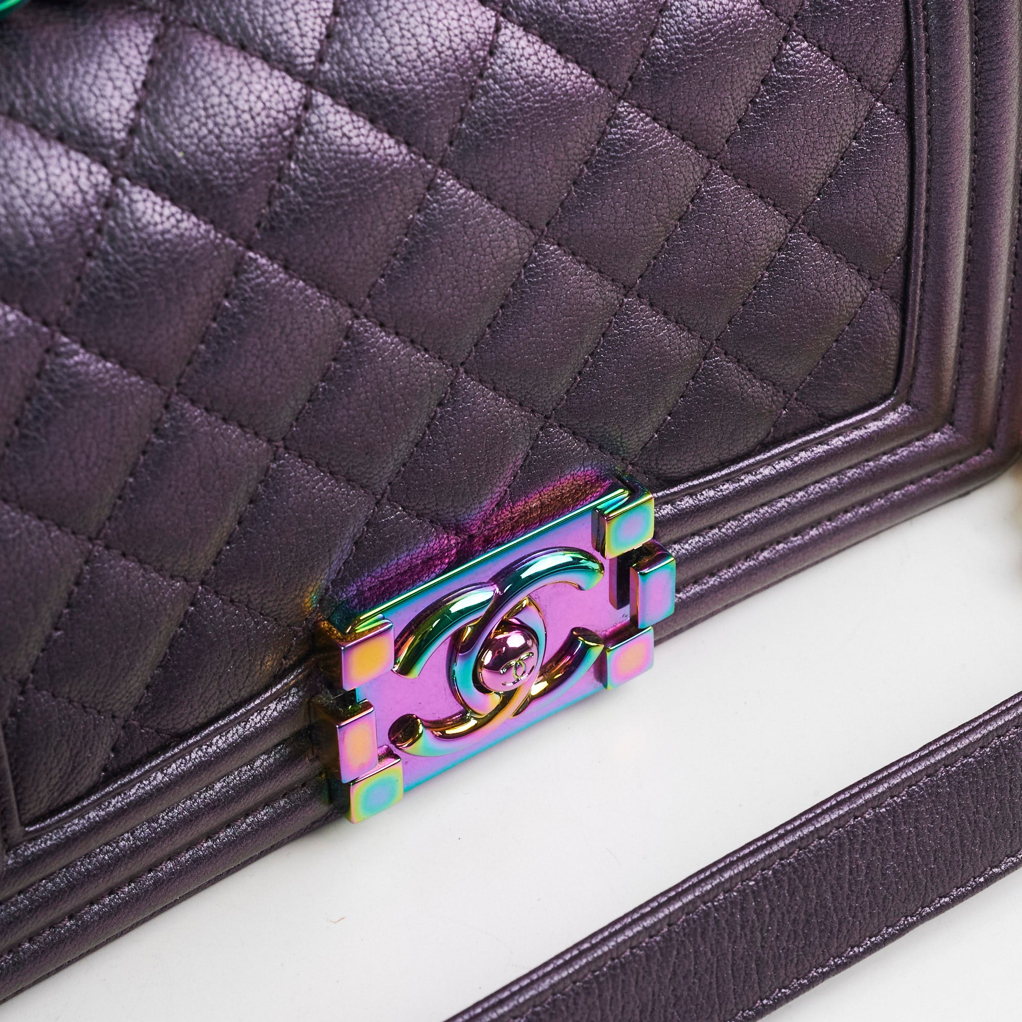 Chanel Small Boy Bag Mermaid Iridescent Purple Leather Crossbody Bag for Women - Perfect for Evening Parties, Date Nights & Luxury Fashion Accessories