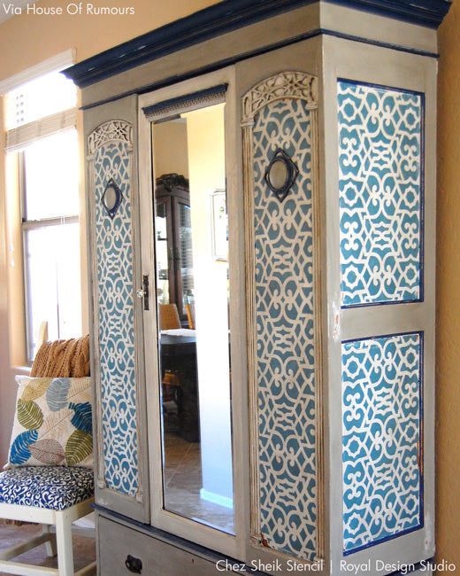 Chez Sheik Moroccan Furniture Stencil - Handcrafted Arabic Design Templates for DIY Home Decor, Wall Art & Furniture Painting | Perfect for Boho, Moroccan & Ethnic Style Interiors
