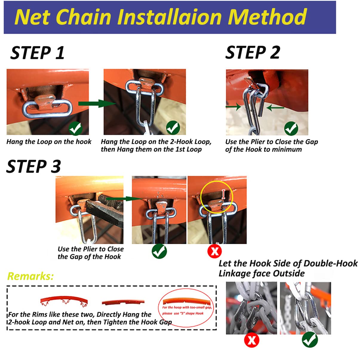 Heavy Duty 2LBS Chain Basketball Net - Rust Proof Outdoor for Courts & Driveways