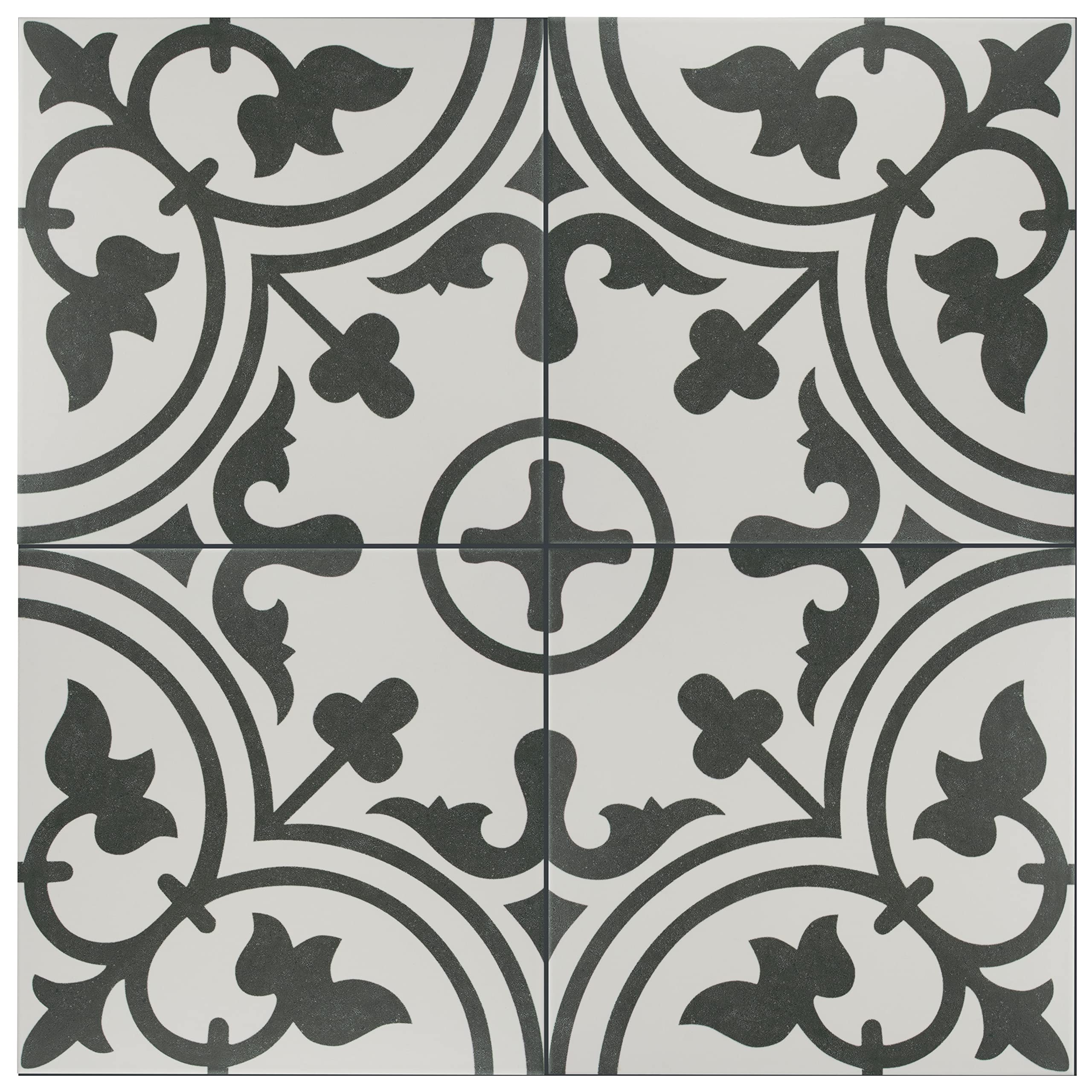 Merola Tile Arte White 9.75x9.75 Inch Porcelain Floor and Wall Tile - Perfect for Bathroom, Kitchen, and Backsplash Renovations