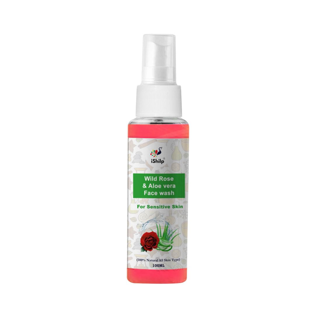 iShilp Wild Rose & Aloe Vera Face Wash for Dry Skin - Gentle Cleanser for Women & Men | 100ml | Hydrating & Soothing Daily Skincare for Sensitive Skin