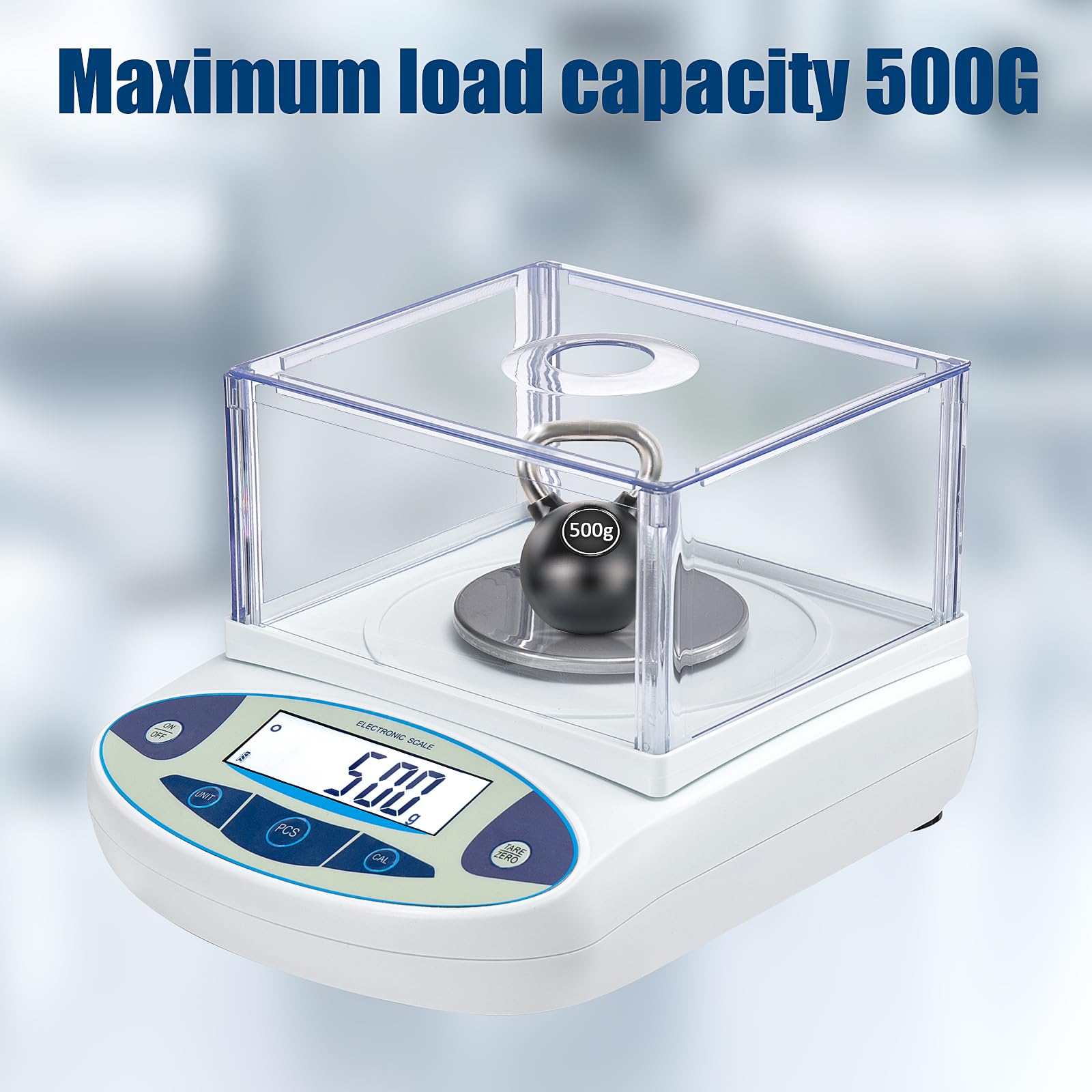 500g x 0.001g Precision Digital Analytical Balance - High Accuracy 0.001 Gram Laboratory Scale with Windshield - Perfect for Jewelry Weighing, Scientific Research & Pharmaceutical Measurements