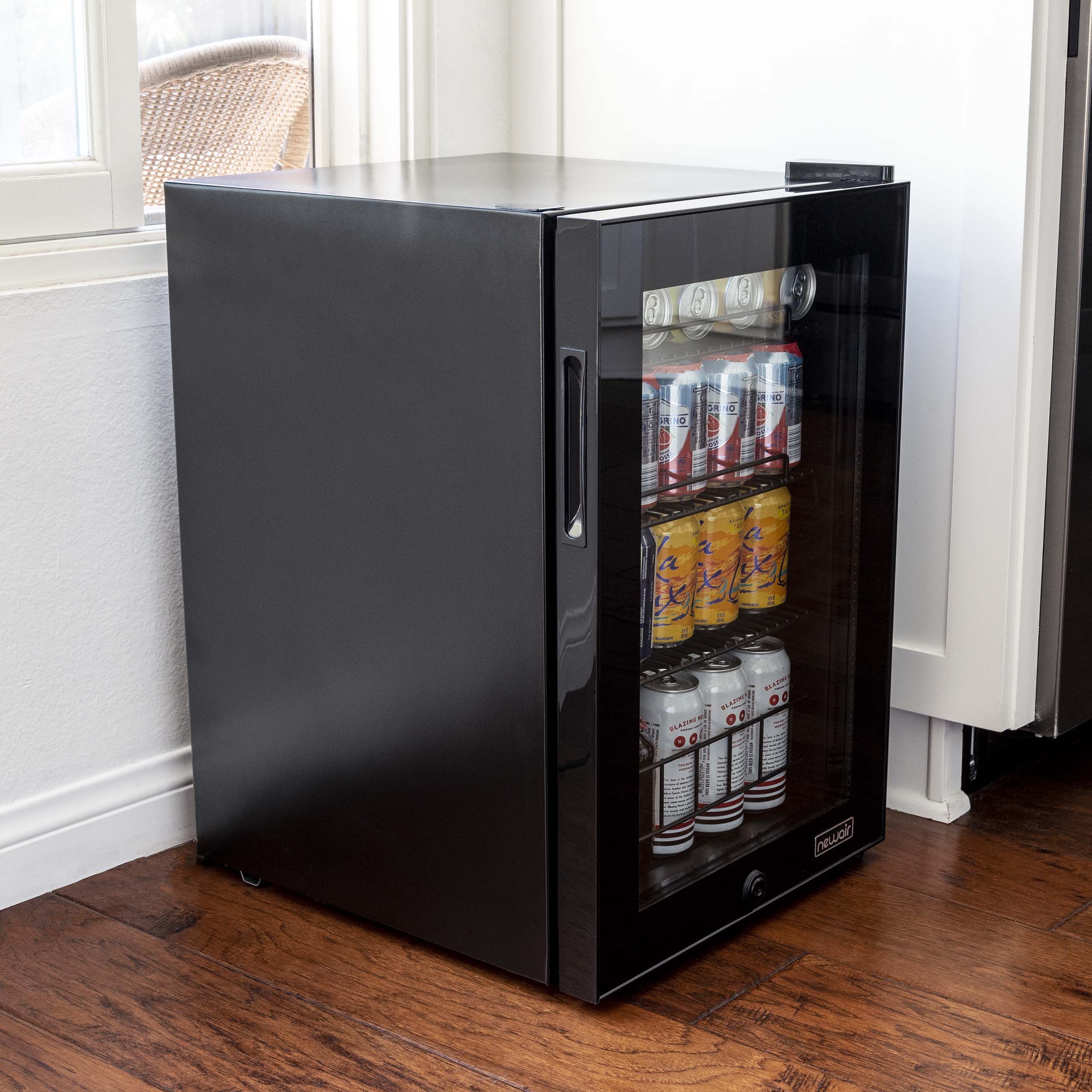 Newair® 90 Can Freestanding Black Beverage Refrigerator - Compact Drink Cooler for Home, Office, or Bar - Perfect for Soda, Beer, and Wine Storage