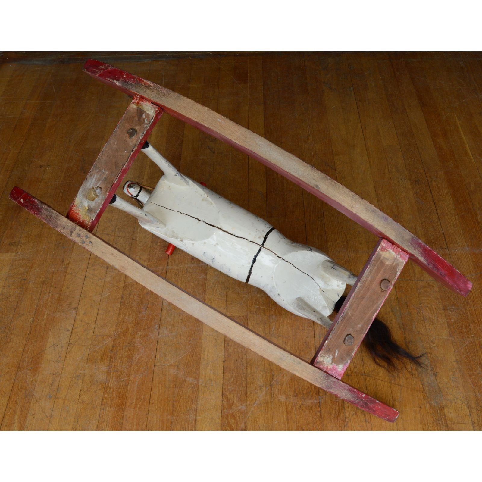 Antique Large Wooden Rocking Horse for Kids - Hand Carved Homemade Child Size 41x15x28 - Perfect for Nursery Decor & Classic Toy Collection