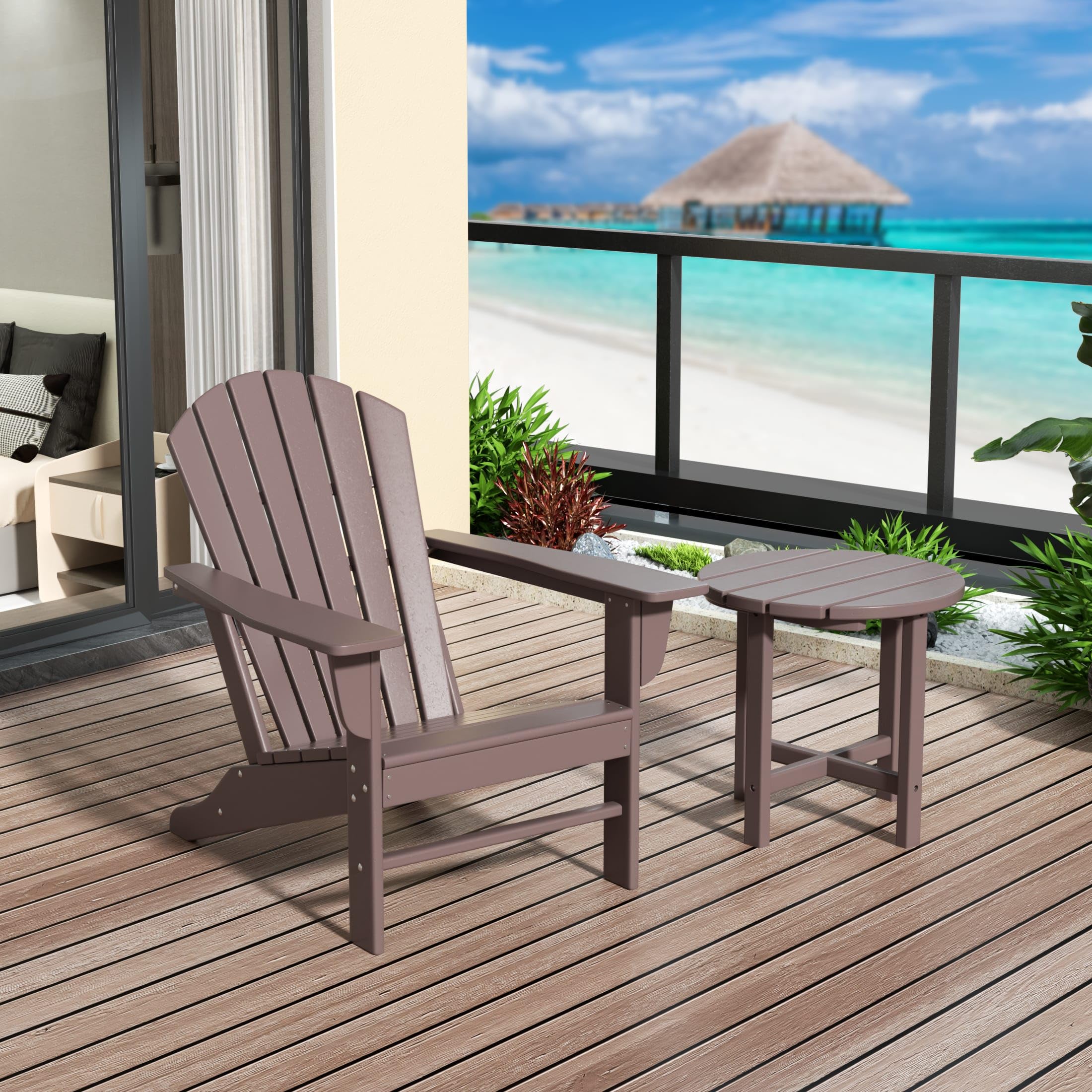 WestinTrends Dylan Outdoor Adirondack Chair with Side Table Set - Durable Patio Furniture for Backyard, Garden, Poolside Relaxation & Outdoor Entertaining