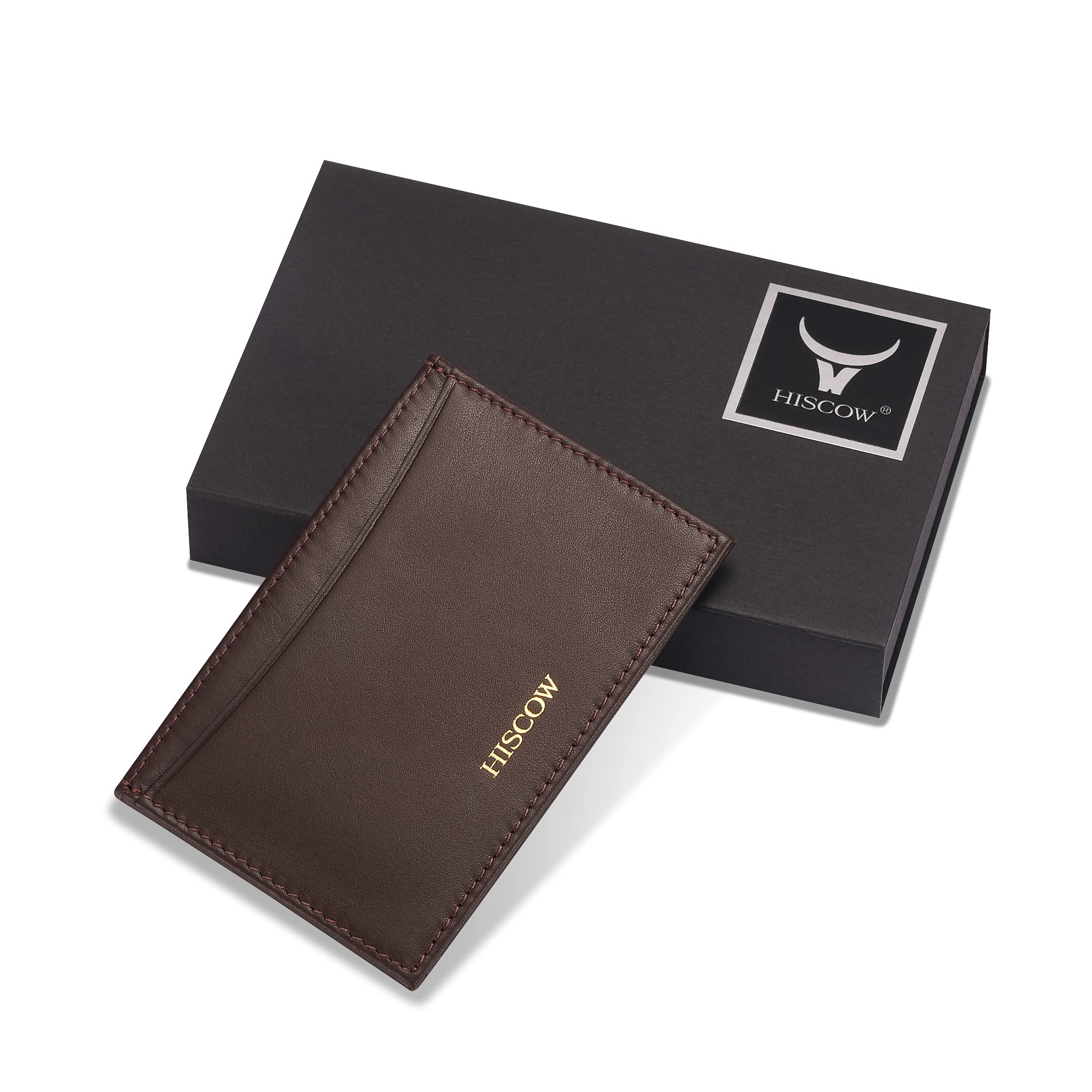 Slim Leather Card Holder for Men & Women - Coffee | ID & Credit Card Wallet for Travel & Daily Use