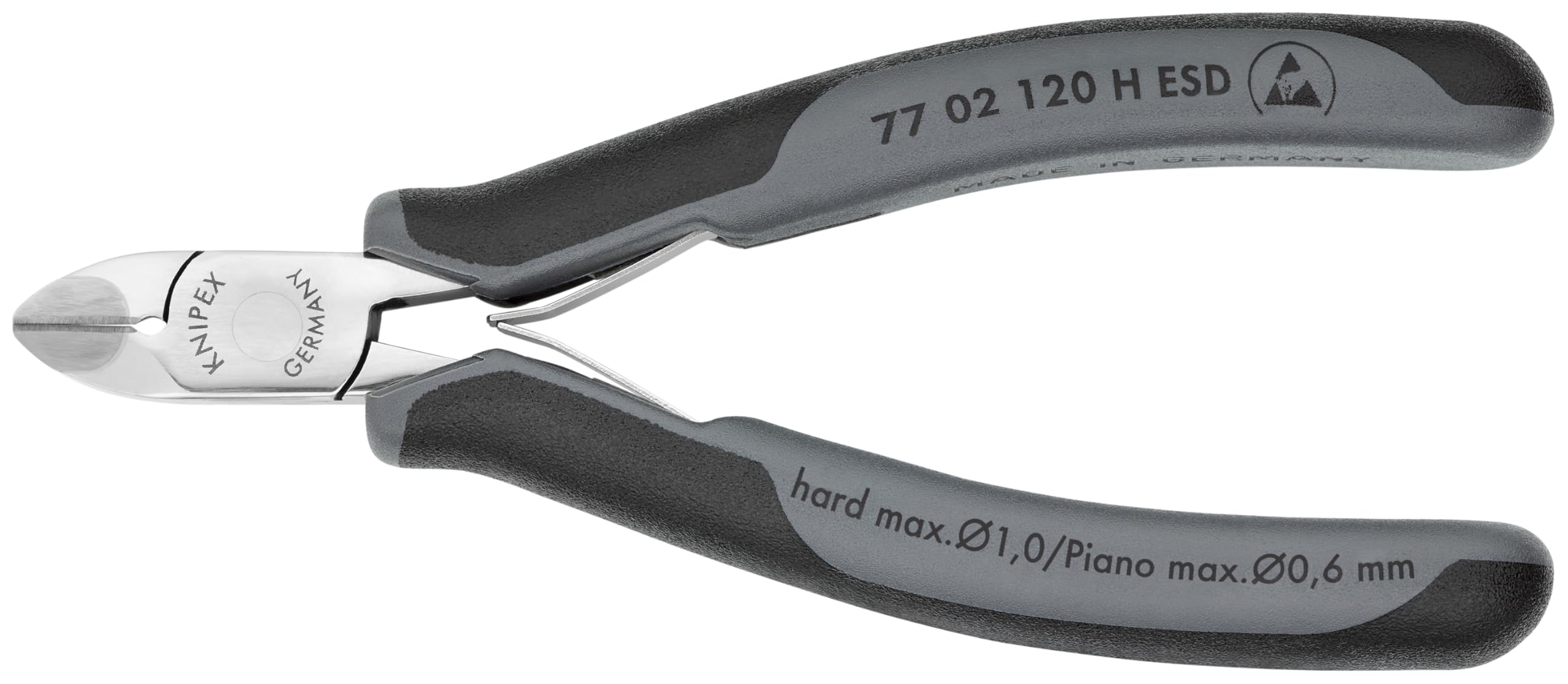 KNIPEX 7702120HESD Electronics Diagonal Cutters with Carbide Cutting Edges - ESD Safe Precision Wire Cutters for Electronics Repair, Circuit Board Work & DIY Projects
