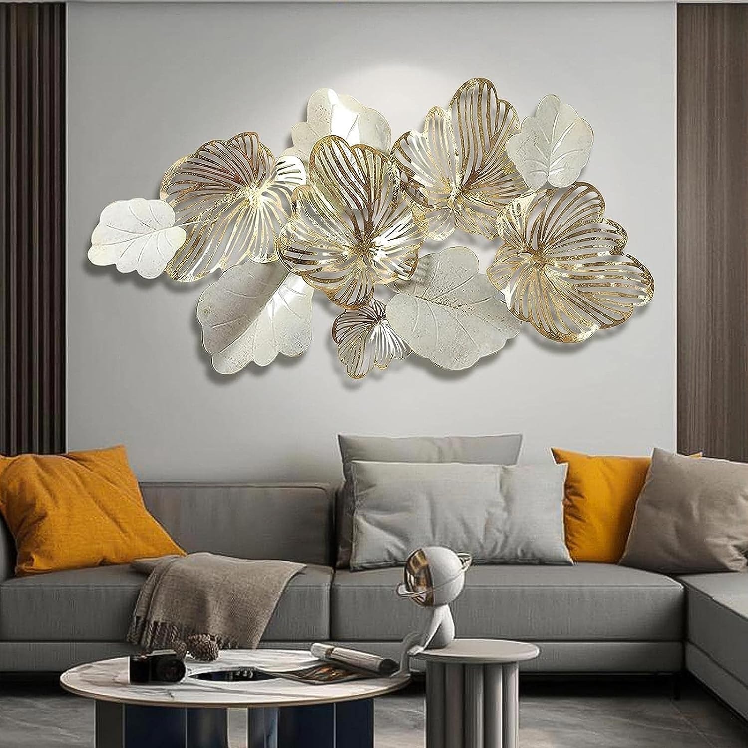 3D Metal Wall Art Decor - Modern Gold Flower Blooming Wall Sculpture for Living Room, Bedroom, Kitchen | Luxury Home Decor & Unique Gift Idea | 52