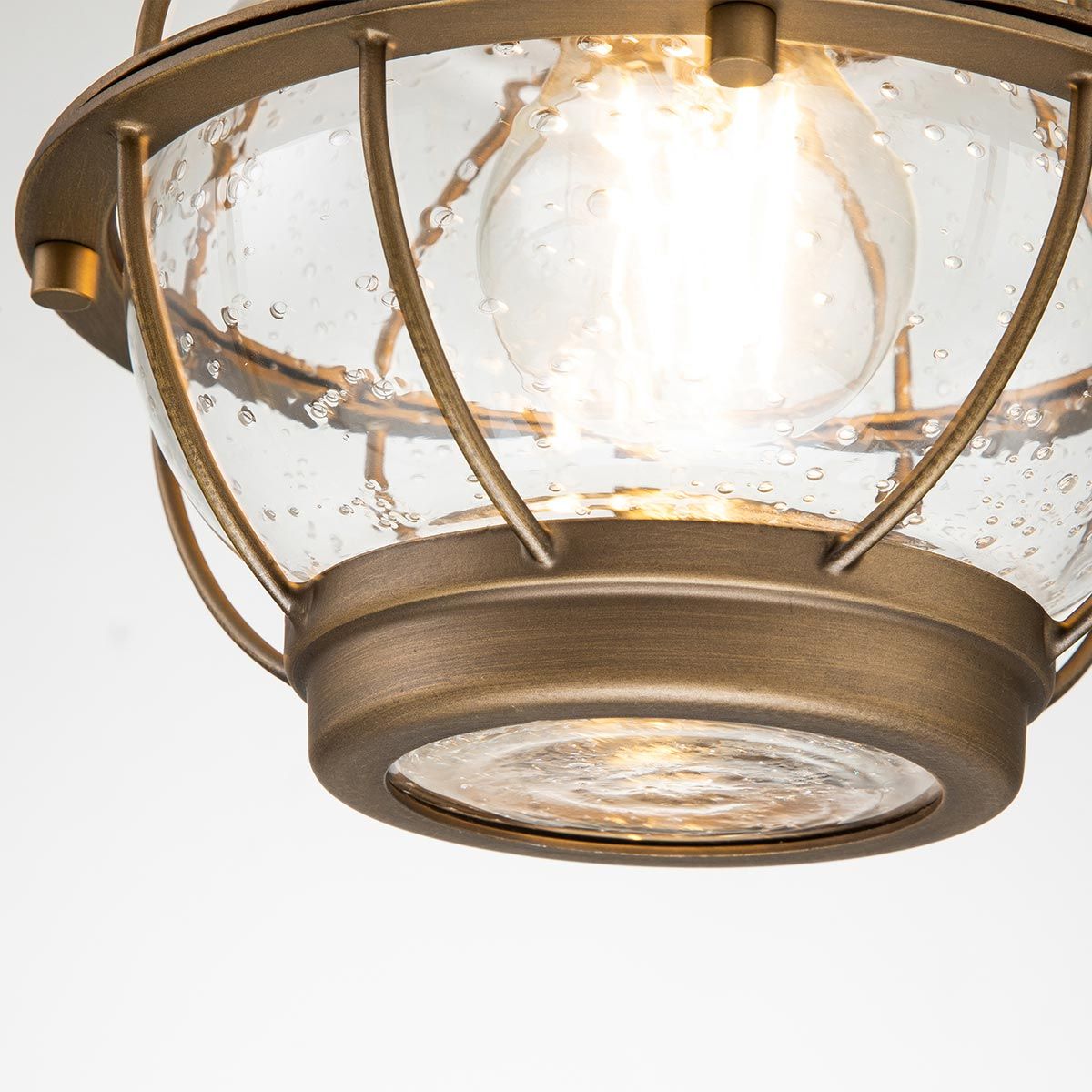 Bridge Point 1 Light Small Chain Lantern - Weathered Zinc/Natural Brass Finish, IP44 Rated, E27 Socket - Perfect for Porch, Patio, and Garden Lighting