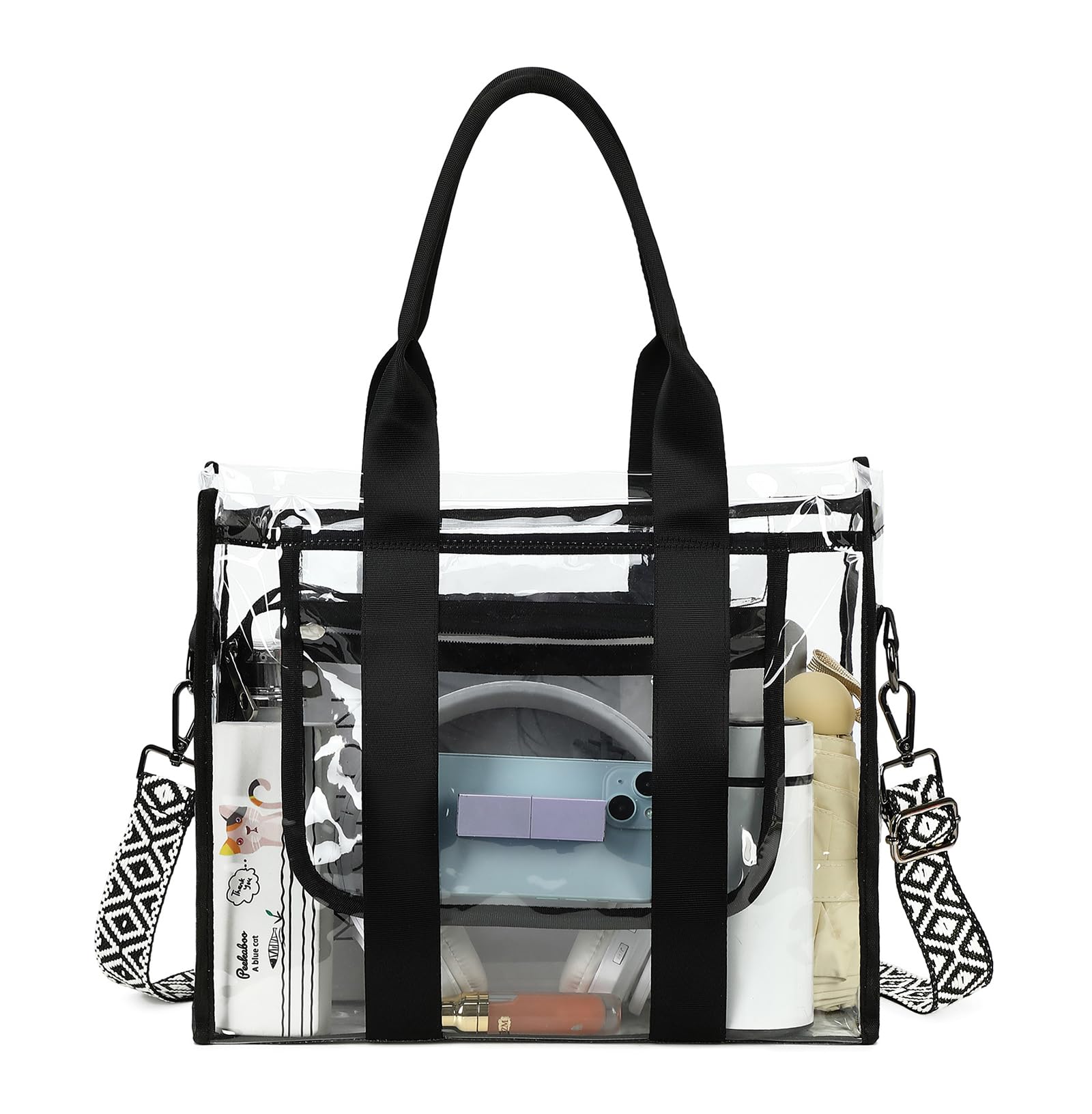 Clear Tote Bag for Women - Stadium Approved Crossbody Purse for Sports Events, Concerts & Work - Lightweight Waterproof Beach Bag for Travel & Outdoor Activities