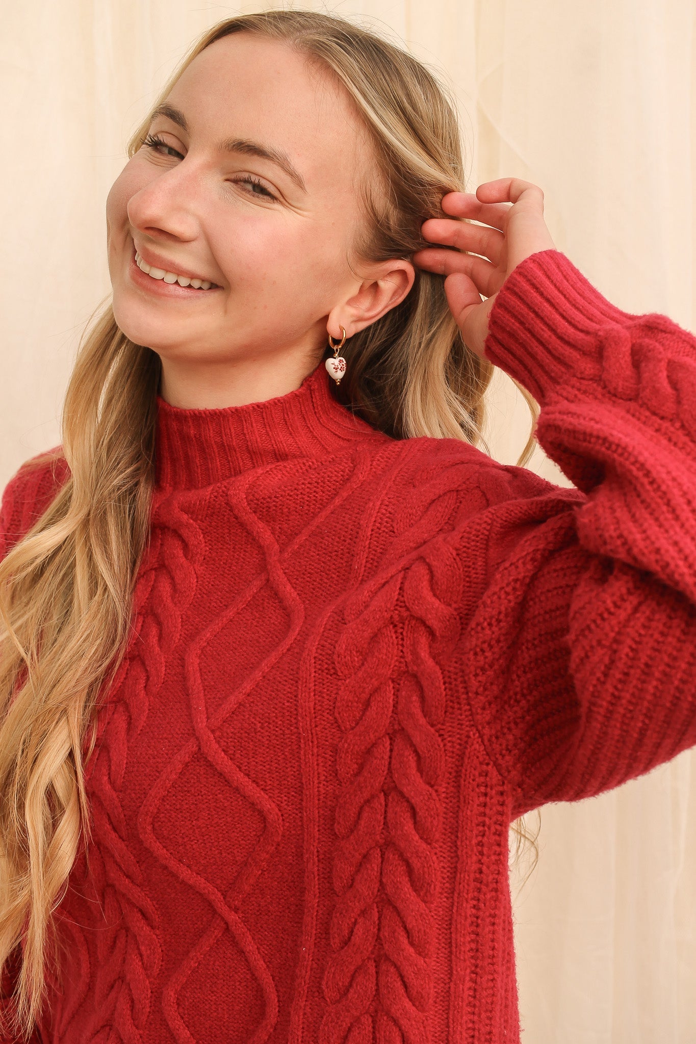 Red Mini Bella Hoop Earrings - Dainty Gold Hoops for Women, Everyday Wear & Special Occasions