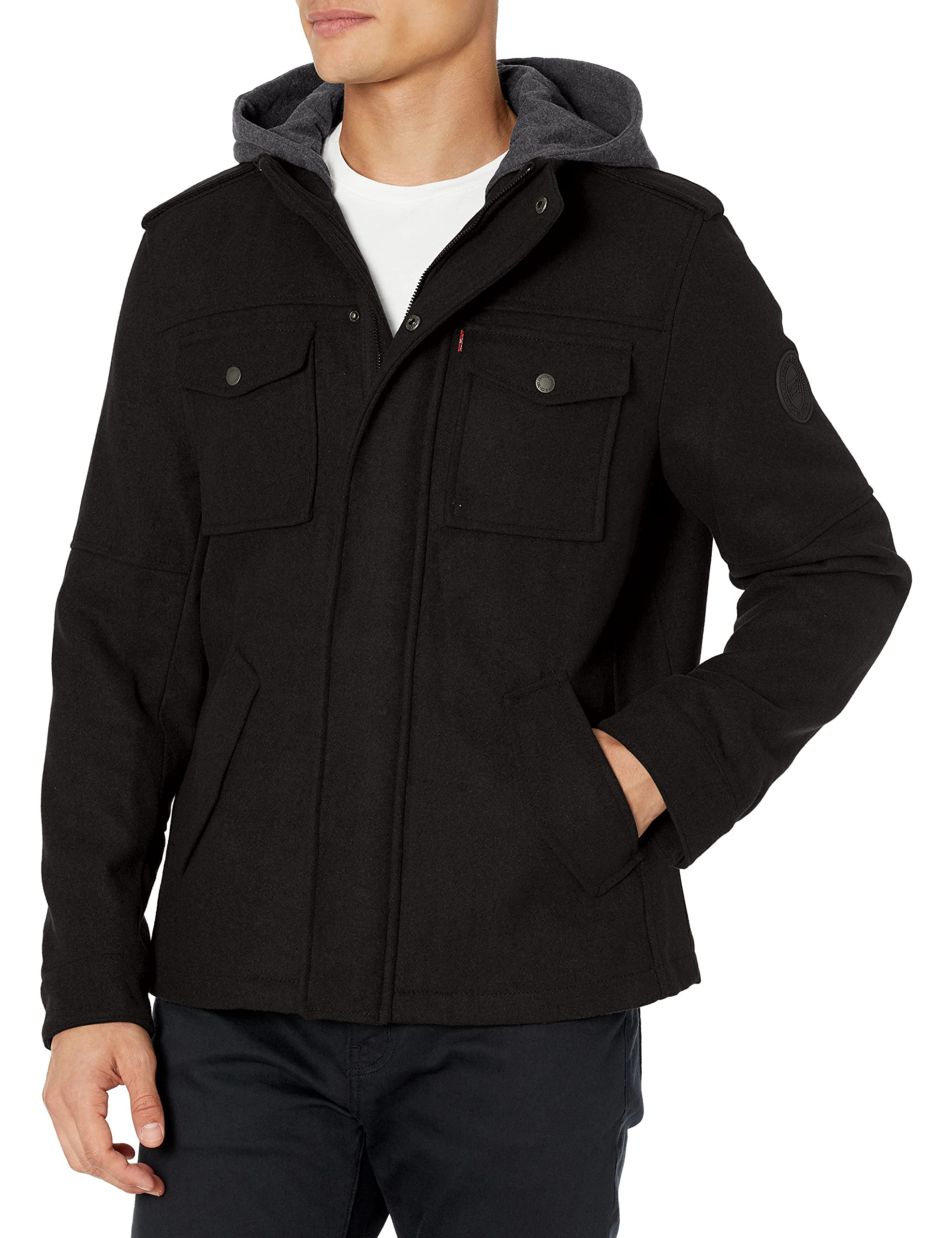 Levi's Men's Wool Blend Hooded Military Jacket - Winter Warm Coat for Outdoor Activities (Regular, Big & Tall Sizes) | Hiking, Camping & Casual Wear
